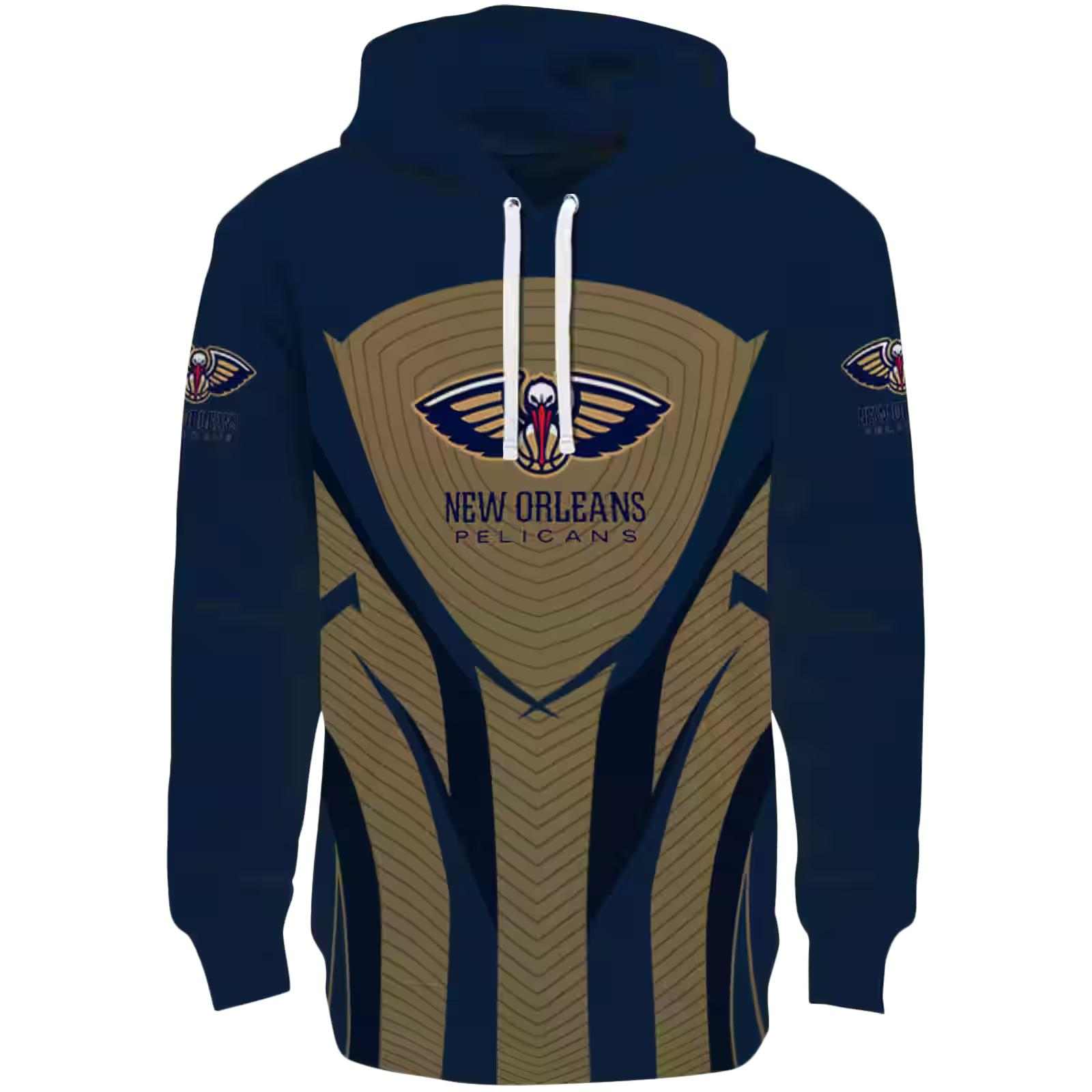 New Orleans Pelicans Concentric Lines Navy Black Hoodie