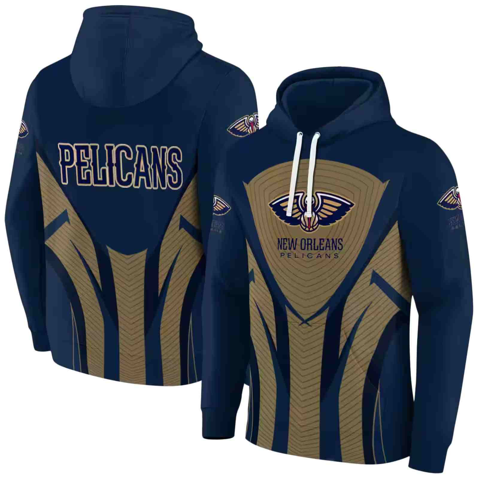 new orleans pelicans concentric lines navy black hoodie fashion forward