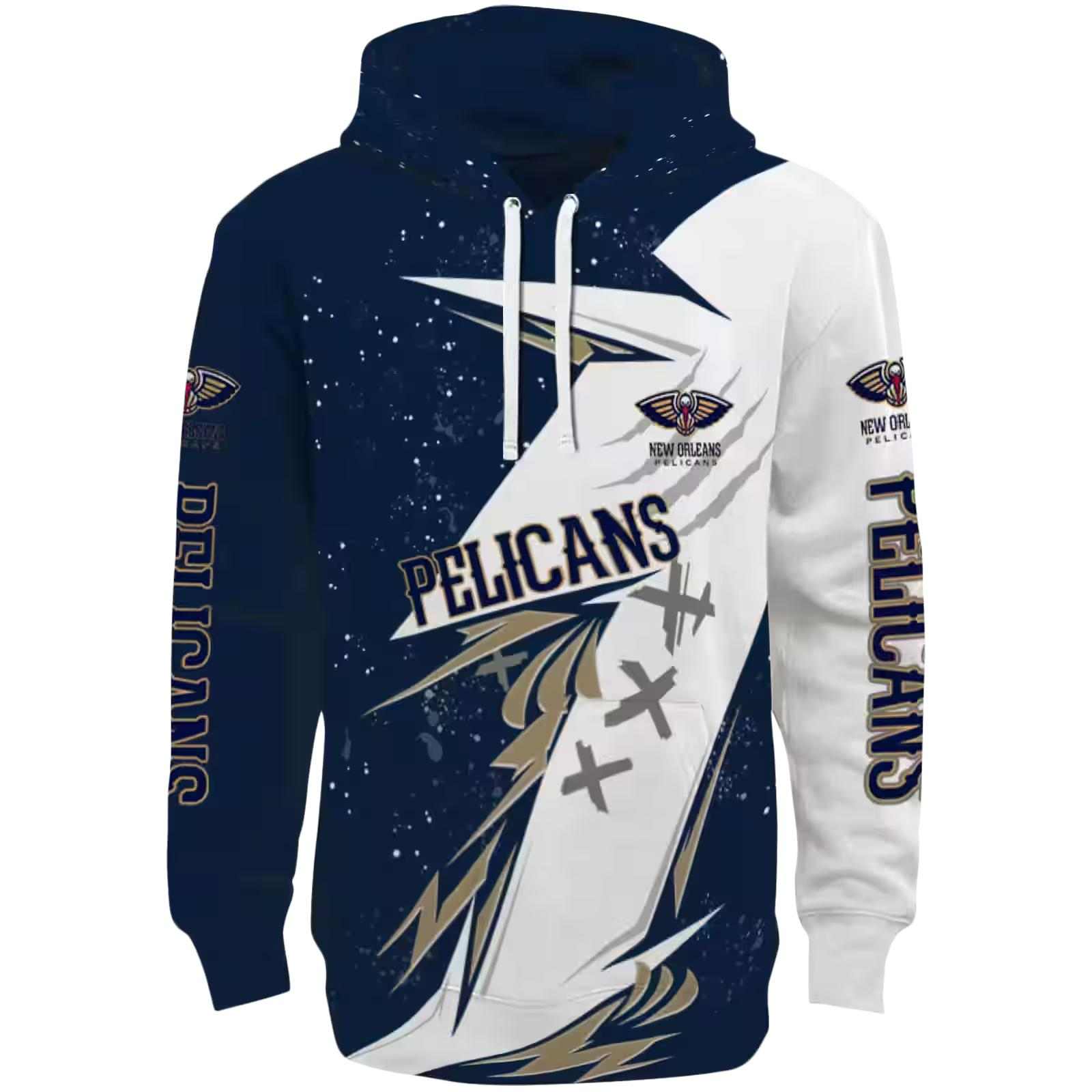 New Orleans Pelicans Dynamic Slash Navy White Hoodie