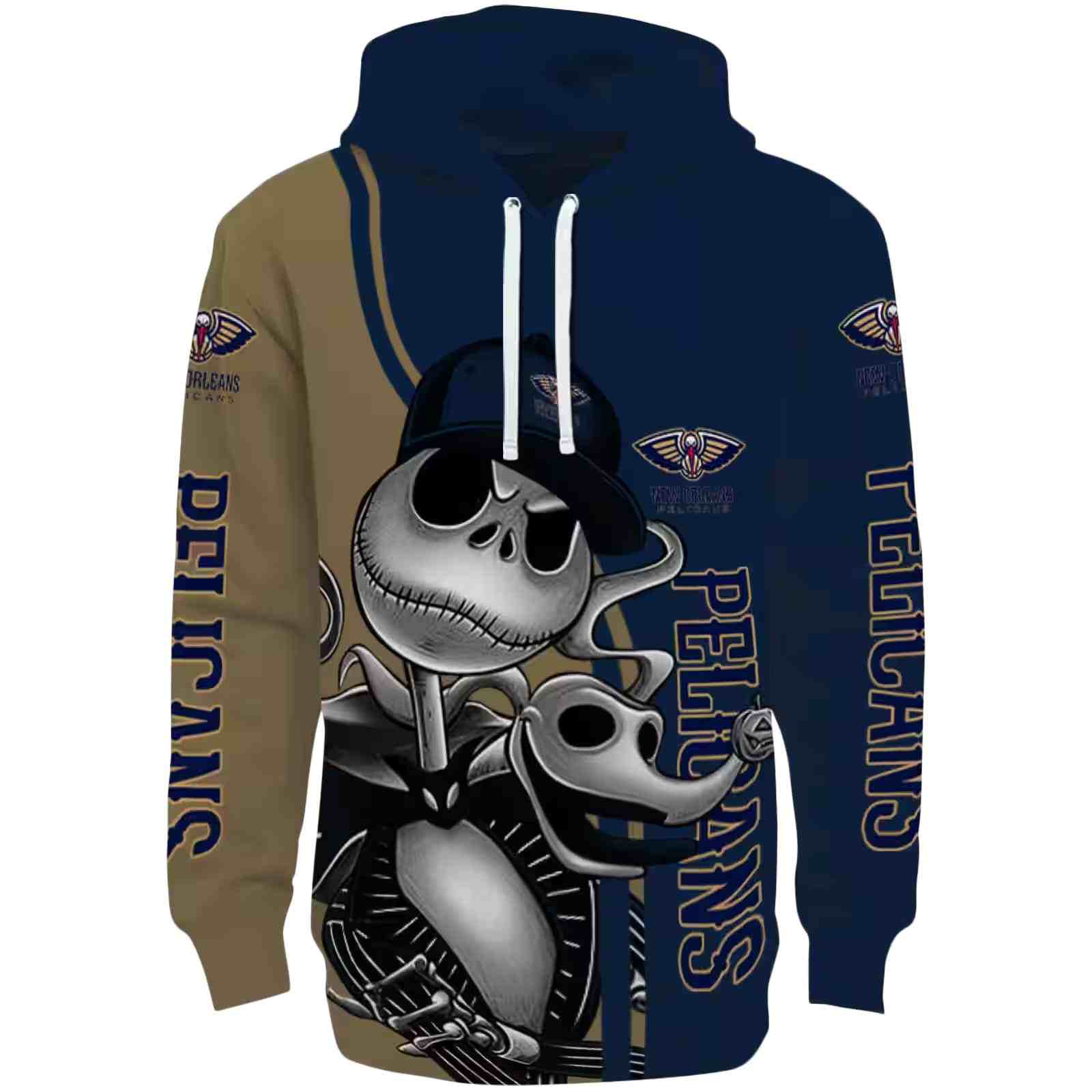 New Orleans Pelicans Jack Skellington Navy Hoodie