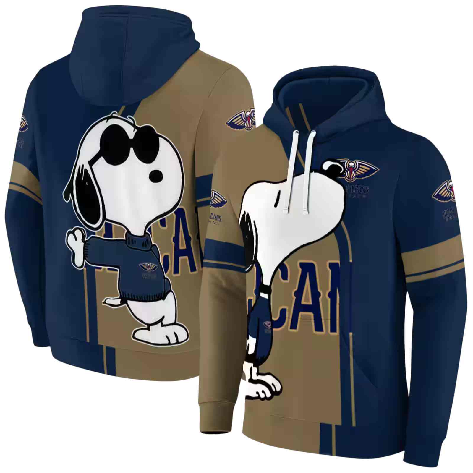 new orleans pelicans playful snoopy navy hoodie fashion forward