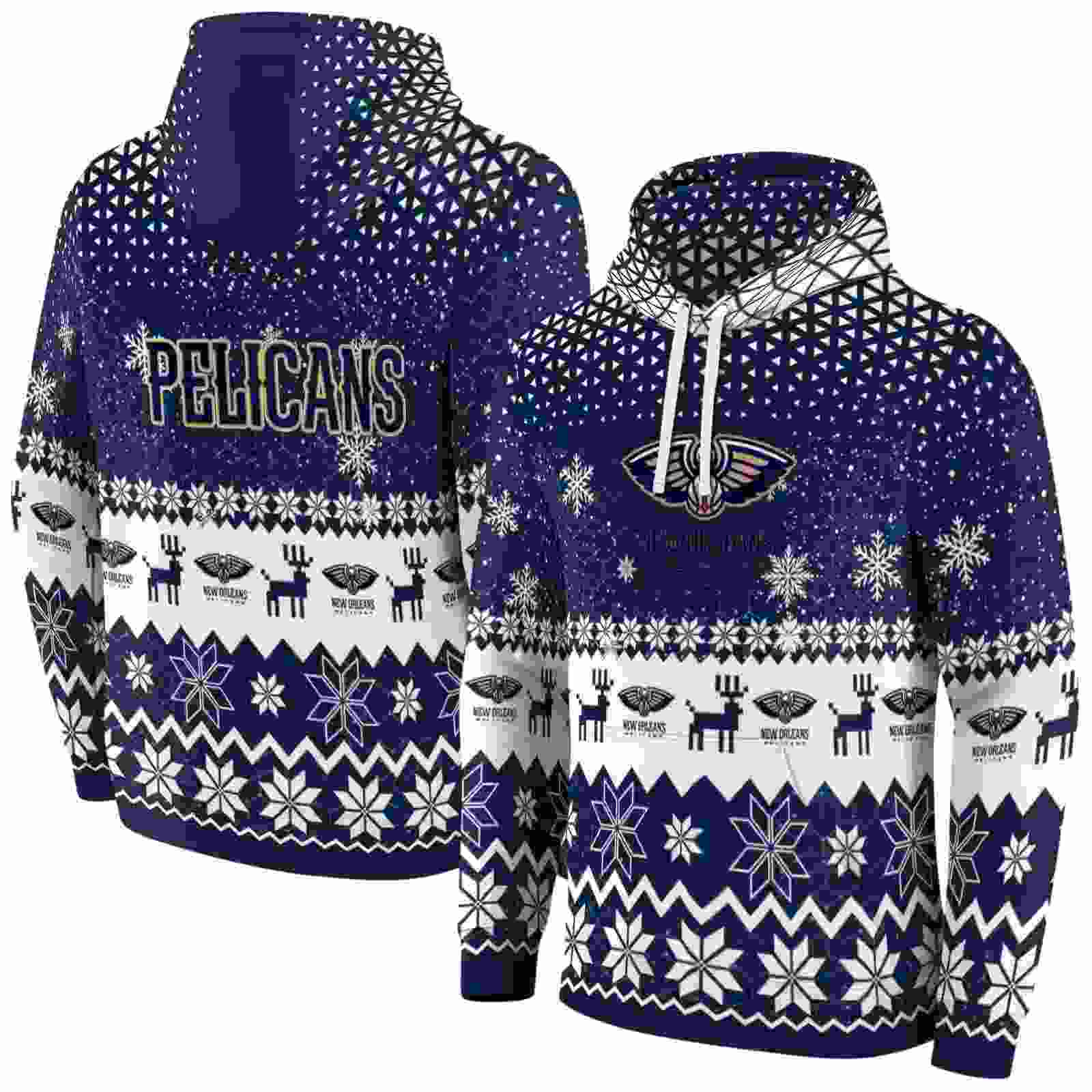 new orleans pelicans reindeer motif navy hoodie fashion forward