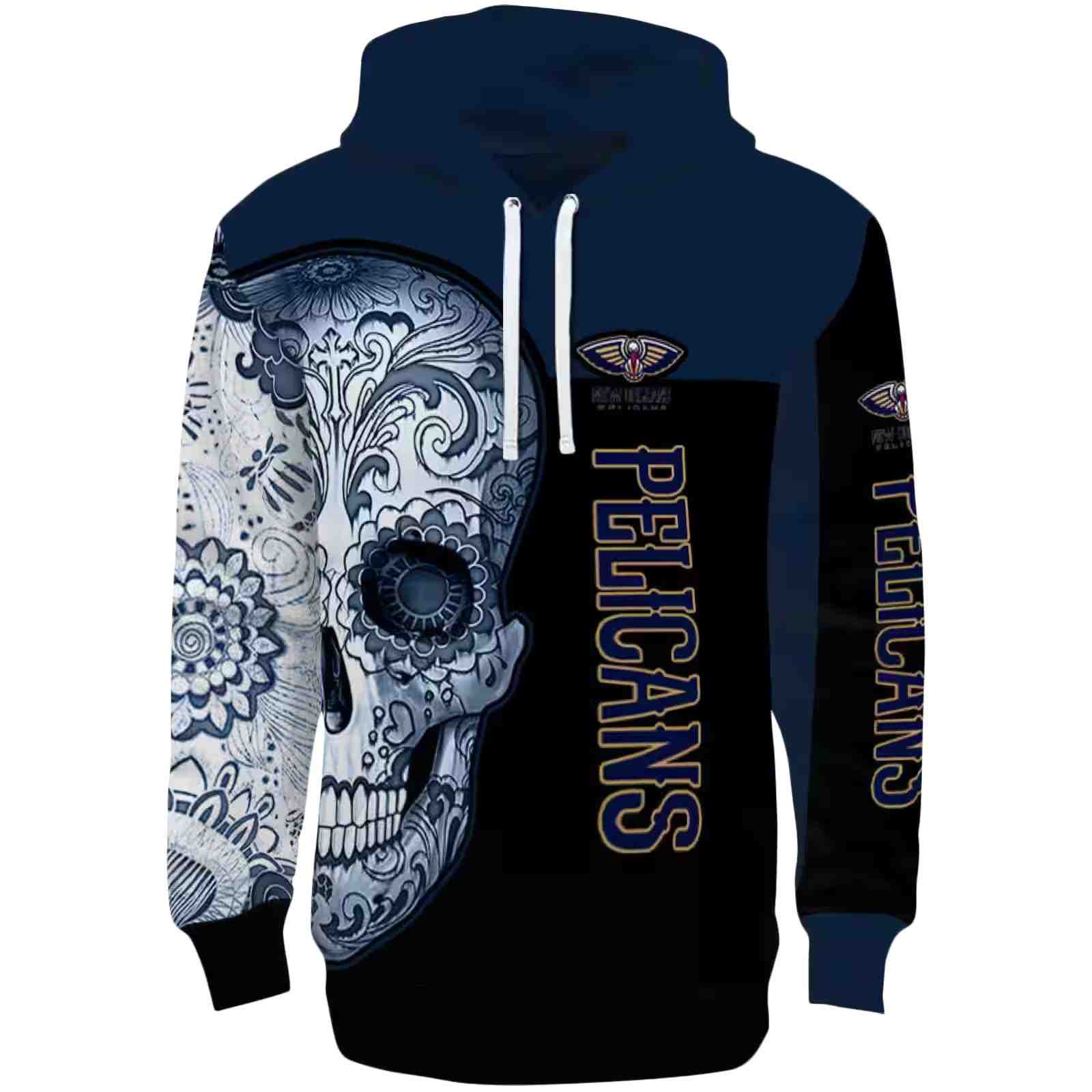 New Orleans Pelicans Sugar Skull Navy Black Hoodie