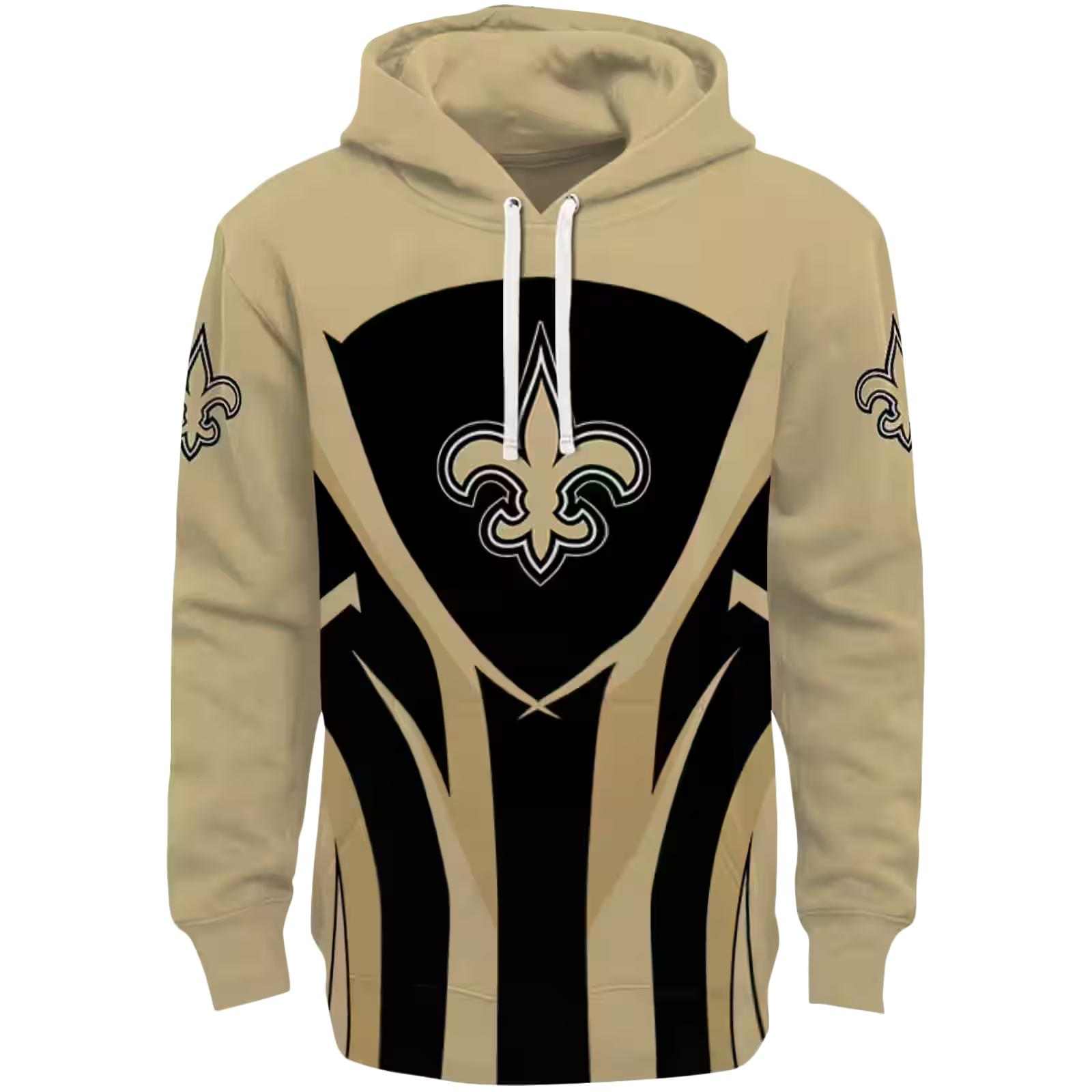 New Orleans Saints Concentric Lines Gold Black Hoodie