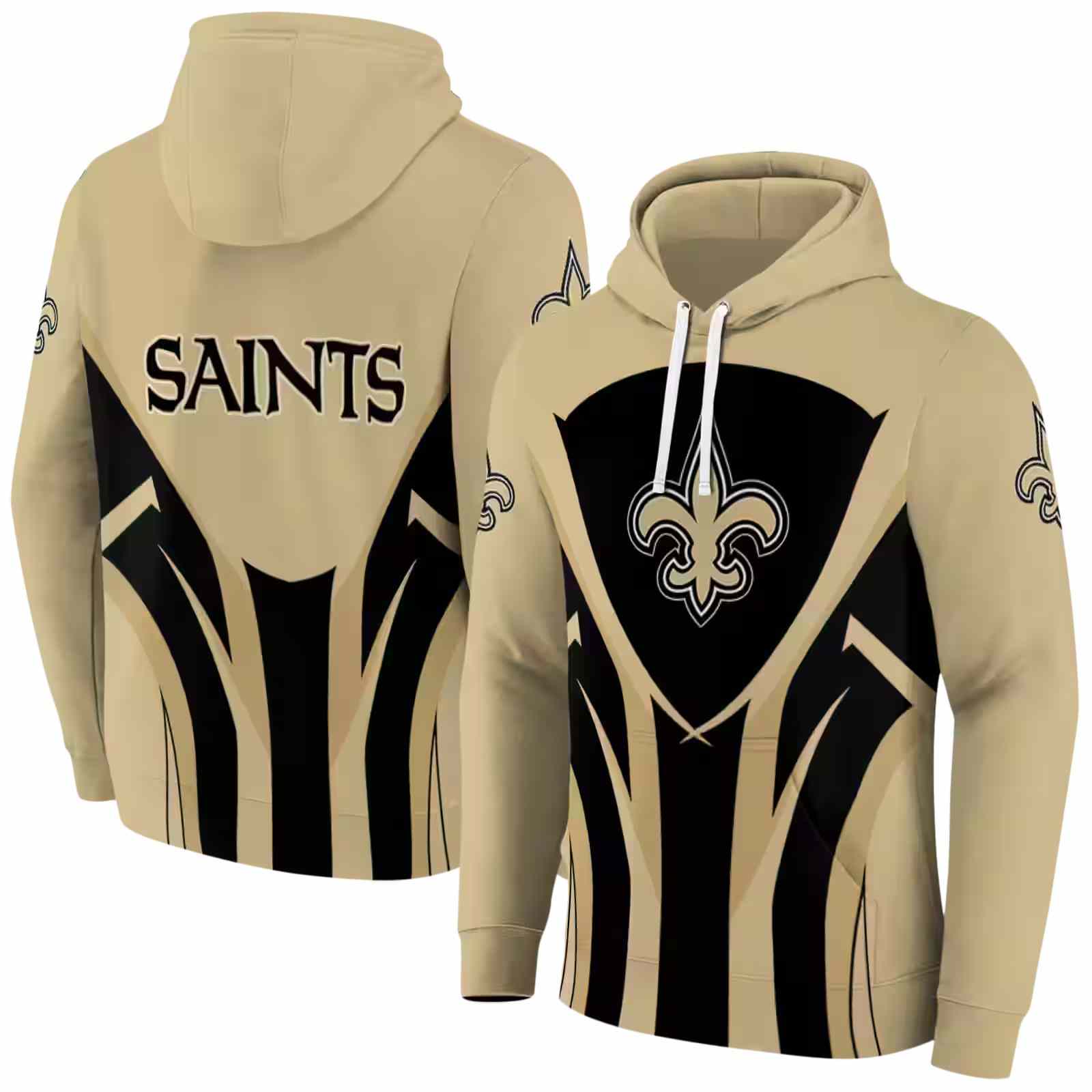 new orleans saints concentric lines gold black hoodie fashion forward