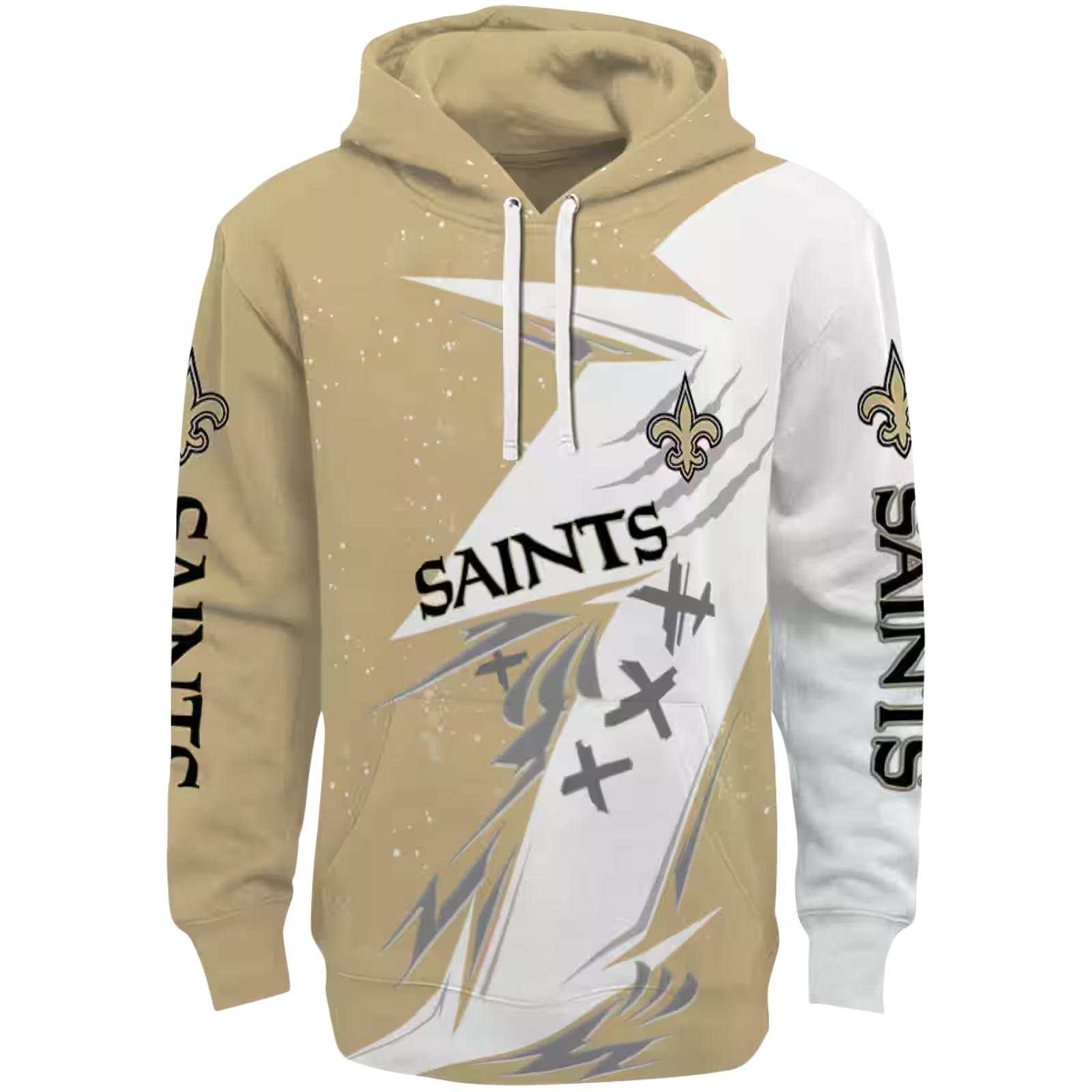 New Orleans Saints Dynamic Slash Gold White Hoodie