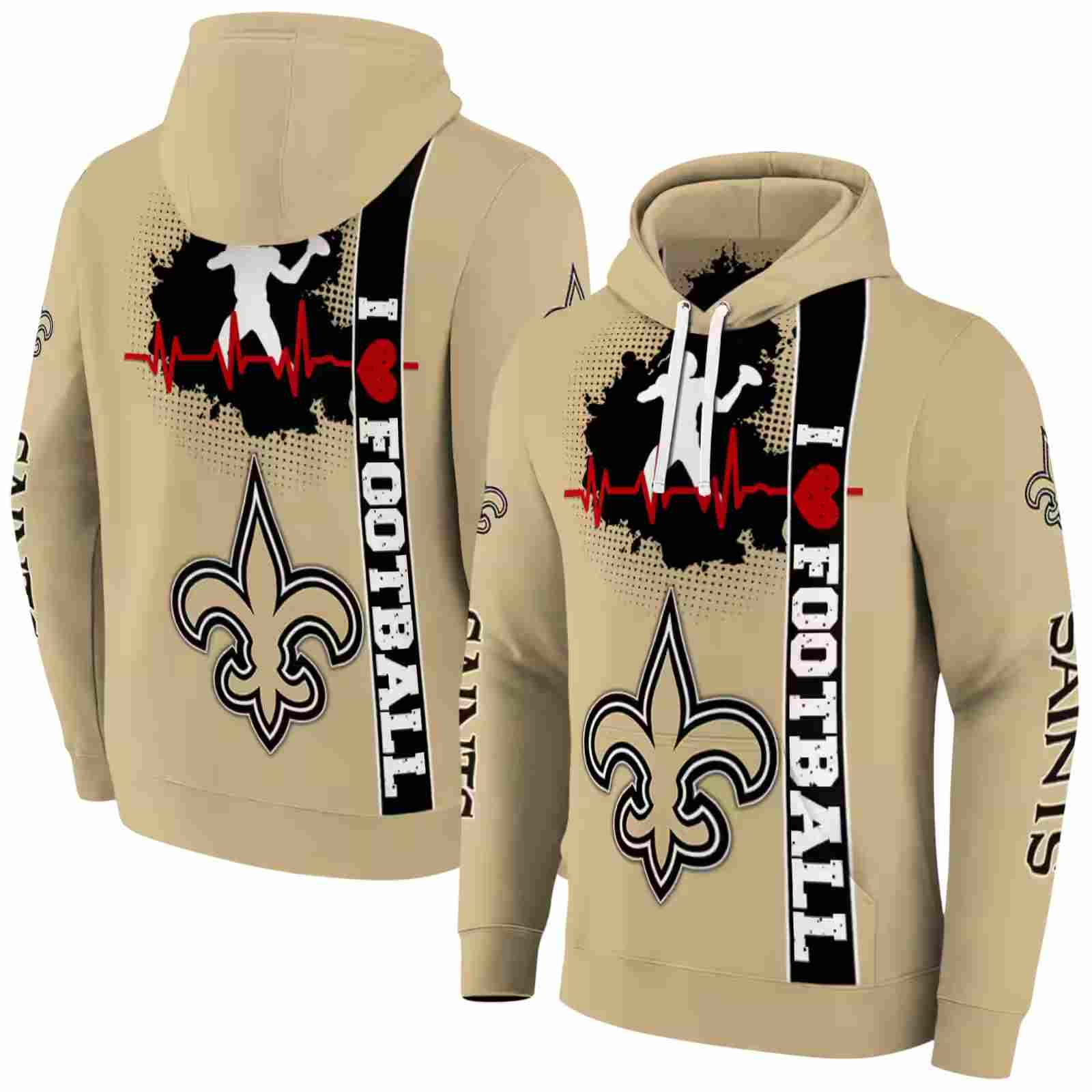 new orleans saints football heartbeat gold hoodie fashion forward