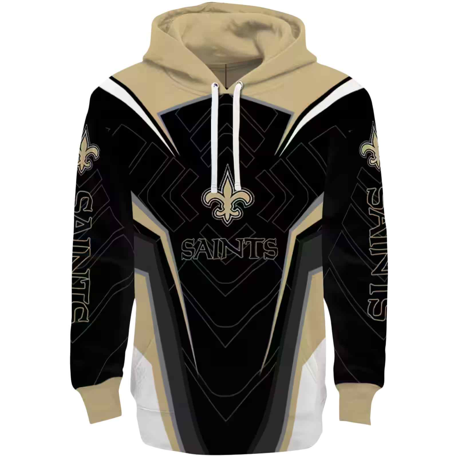 New Orleans Saints Futuristic Pattern Gold Black Hoodie