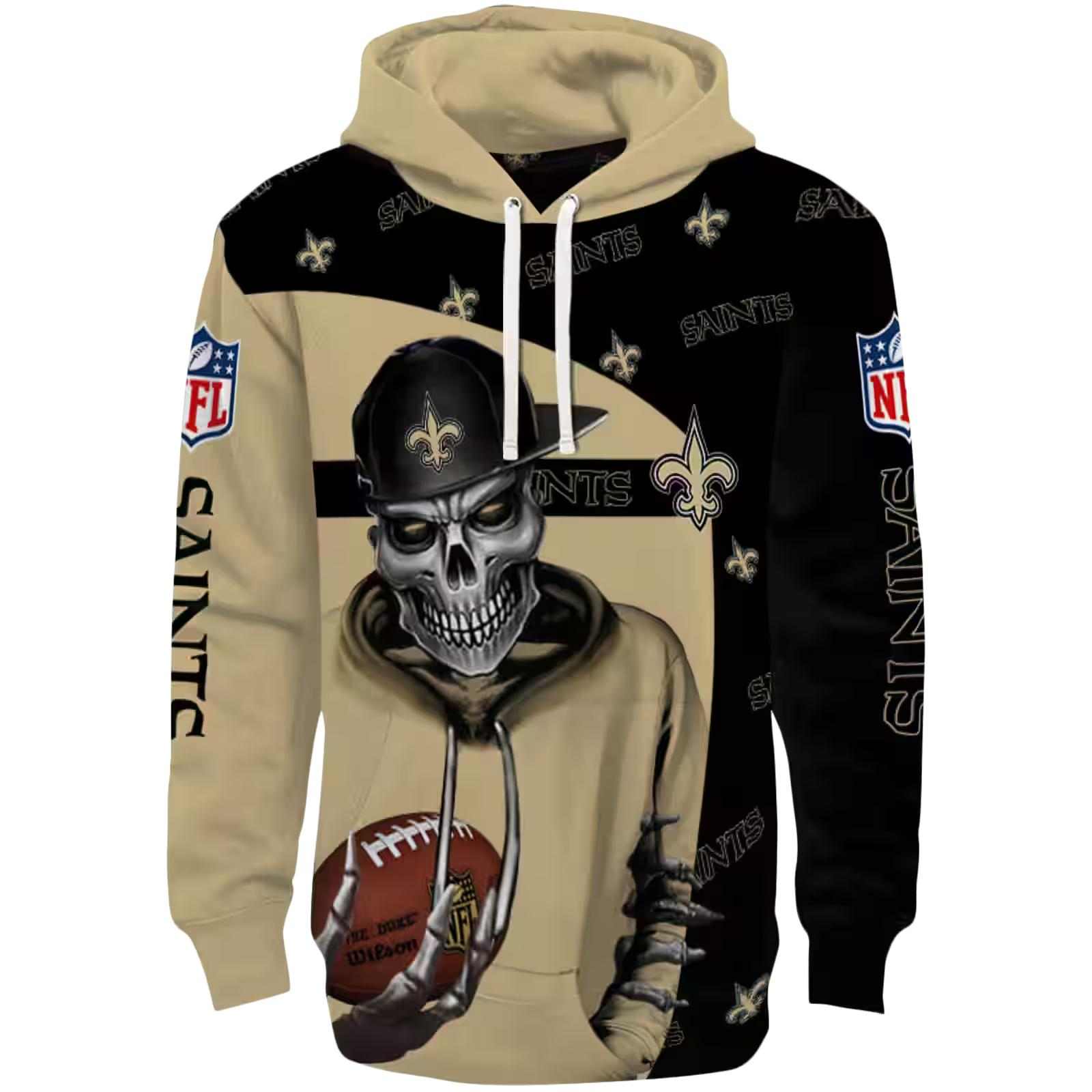 New Orleans Saints Grim Vibe Gold Black Hoodie