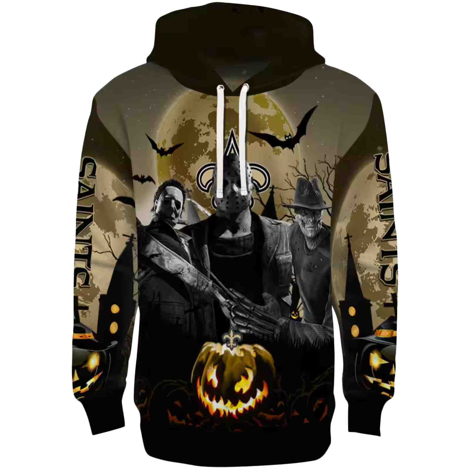 New Orleans Saints Halloween Vibes Gold Black Hoodie