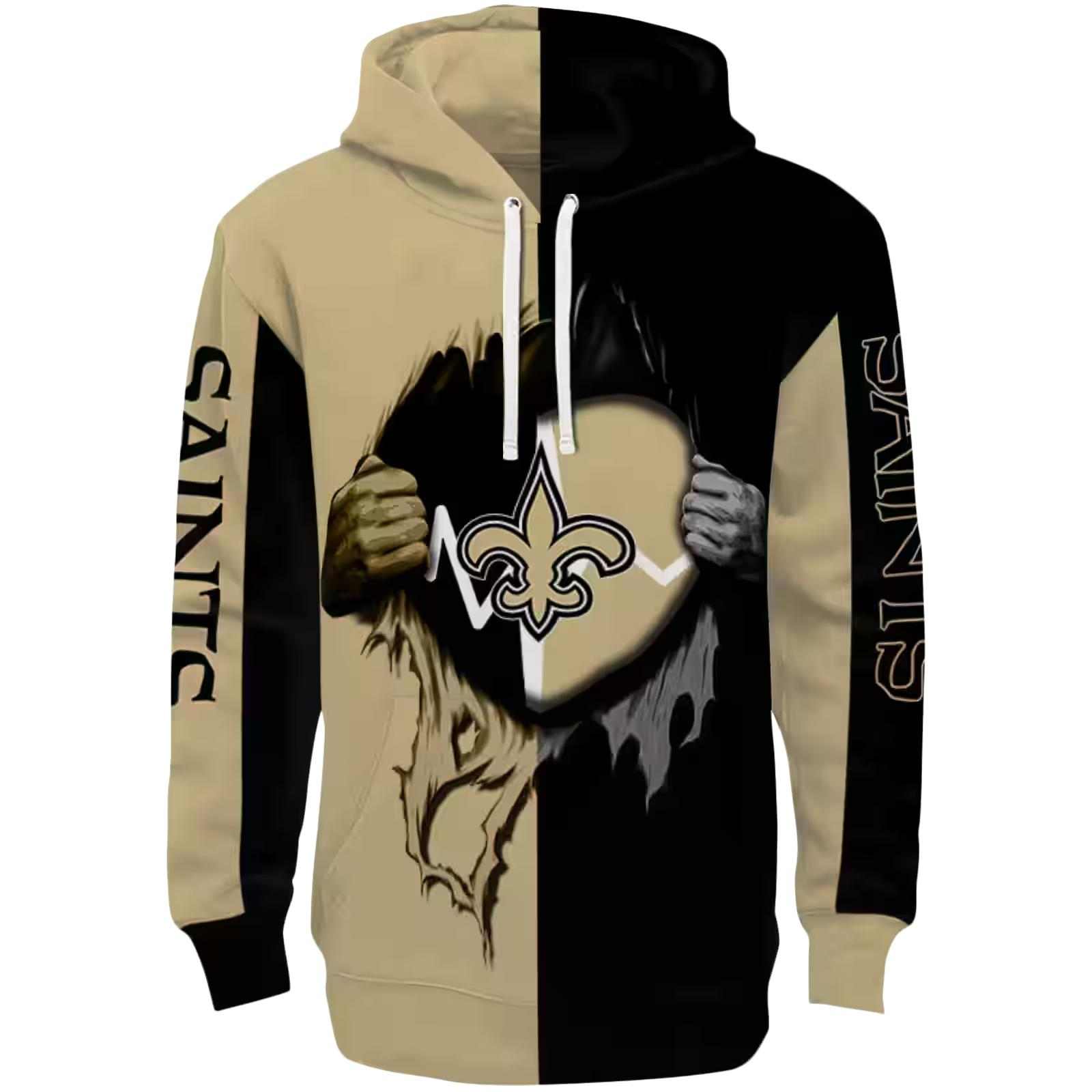 New Orleans Saints Heartbeat Graphic Gold Hoodie