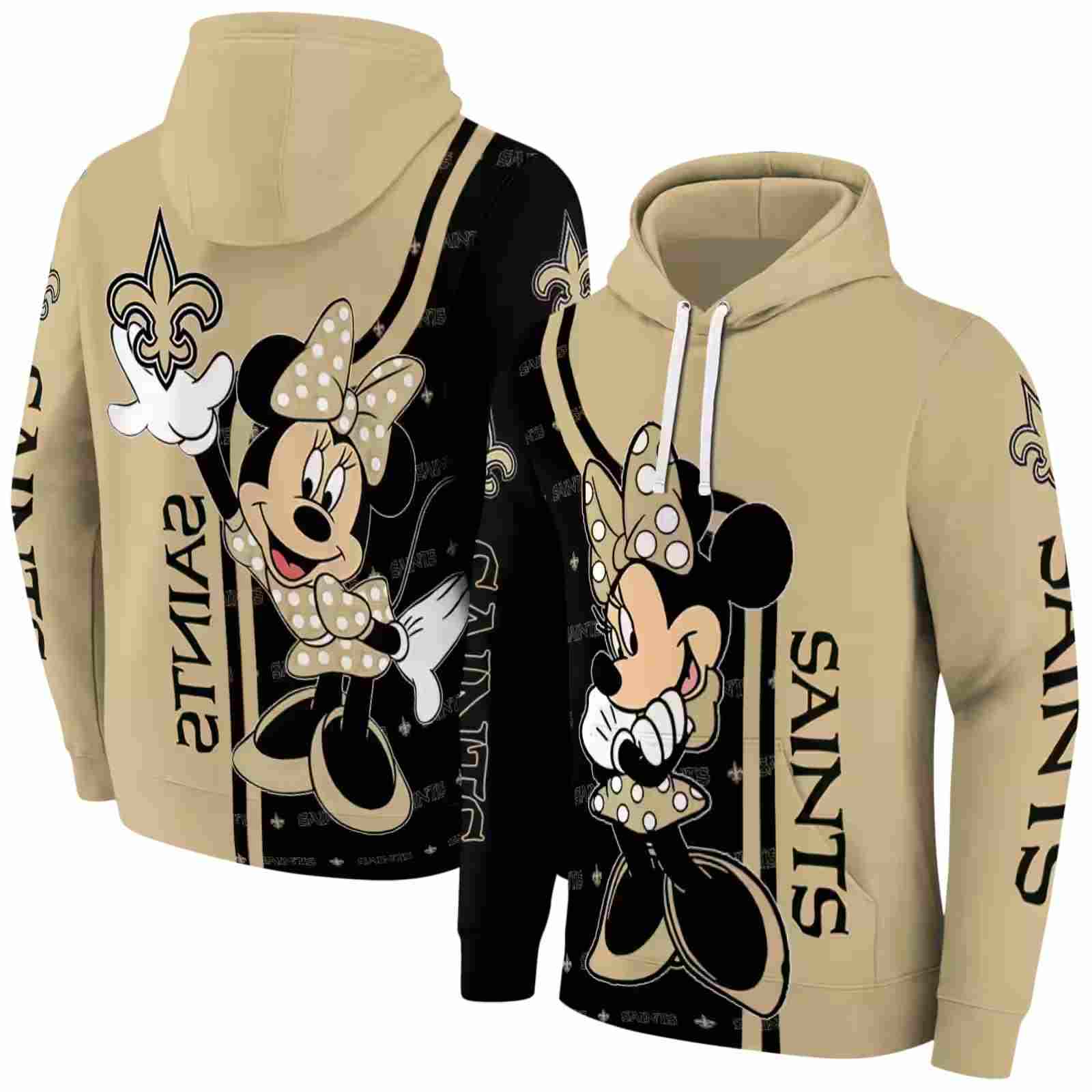 new orleans saints minnie mouse gold hoodie fashion forward