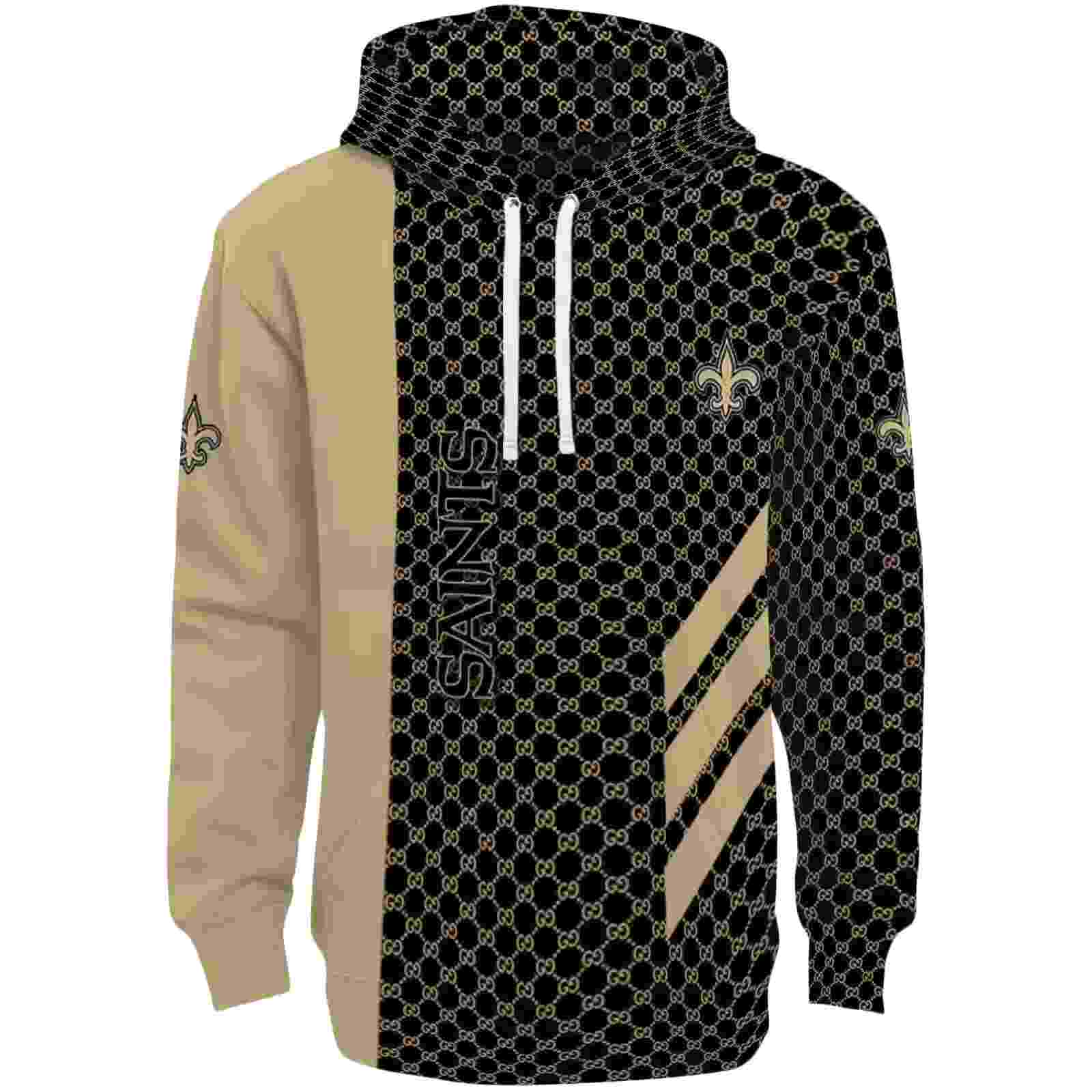 New Orleans Saints Monogram Pattern Gold Hoodie