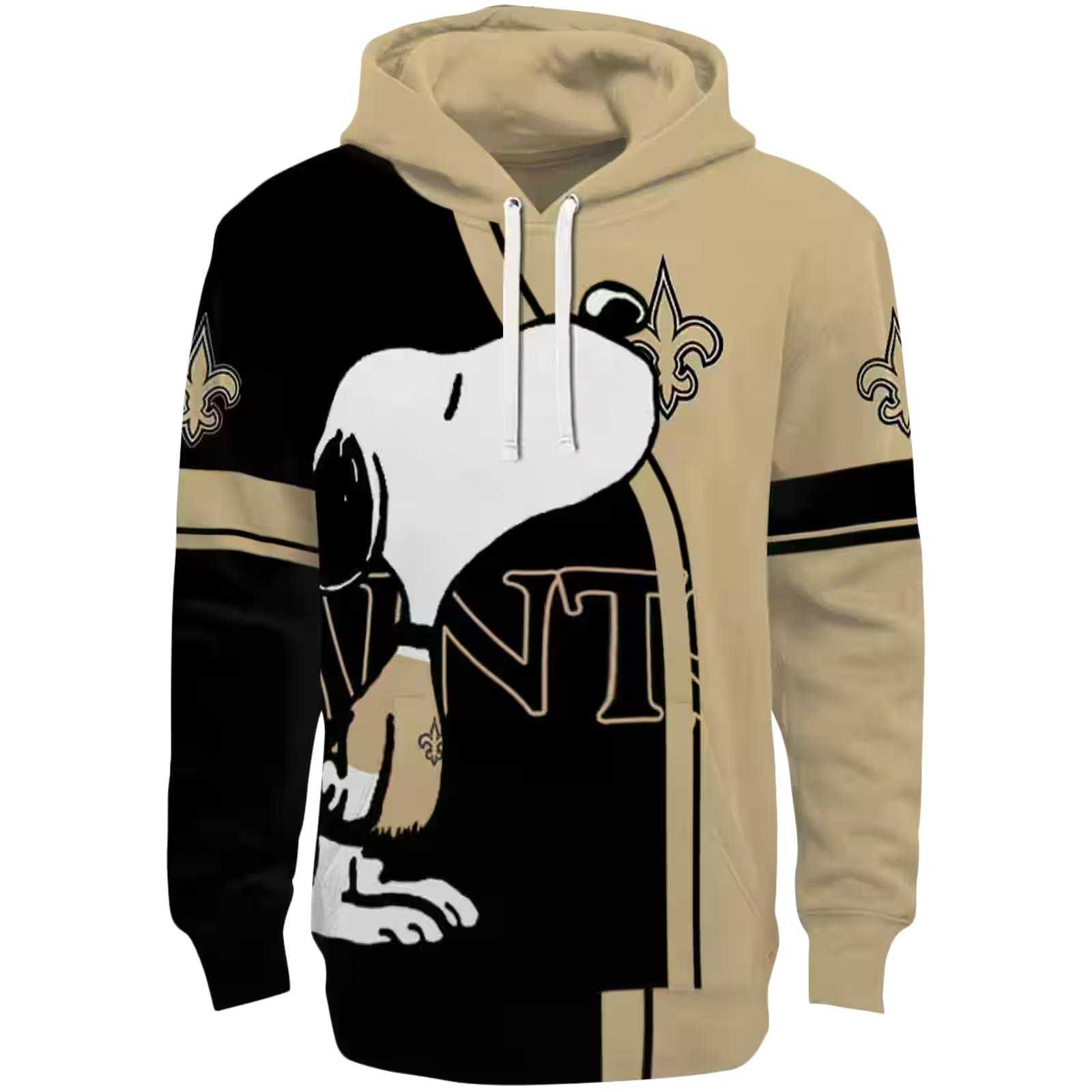 New Orleans Saints Playful Snoopy Gold Hoodie