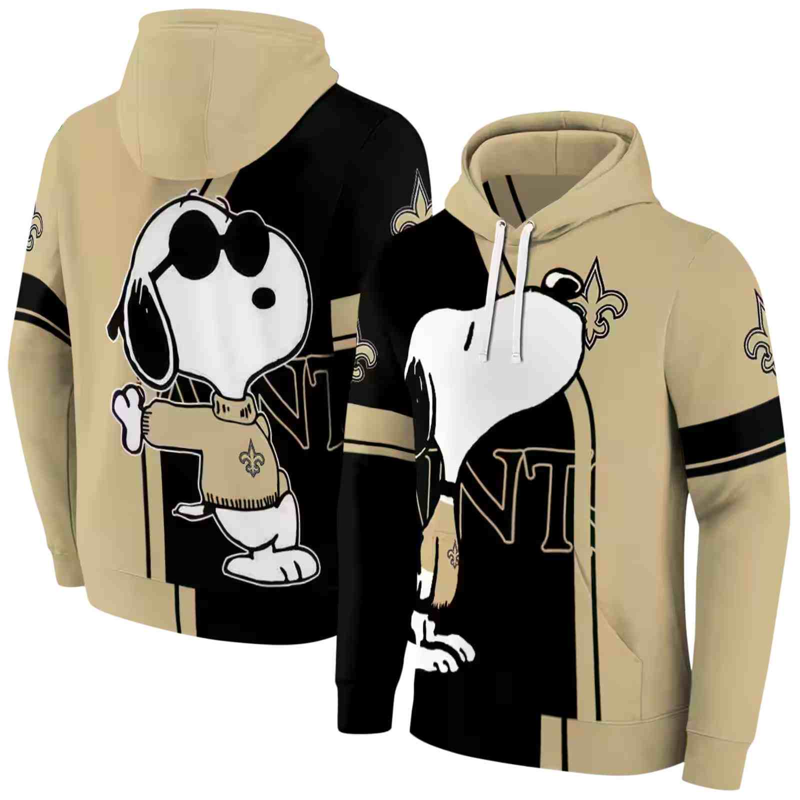 new orleans saints playful snoopy gold hoodie fashion forward