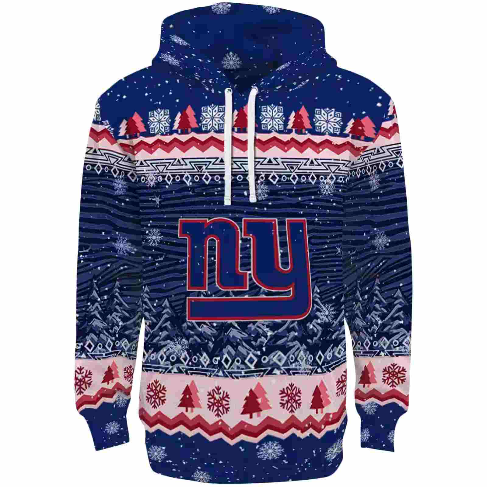 New York Giants Christmas Trees Blue Hoodie