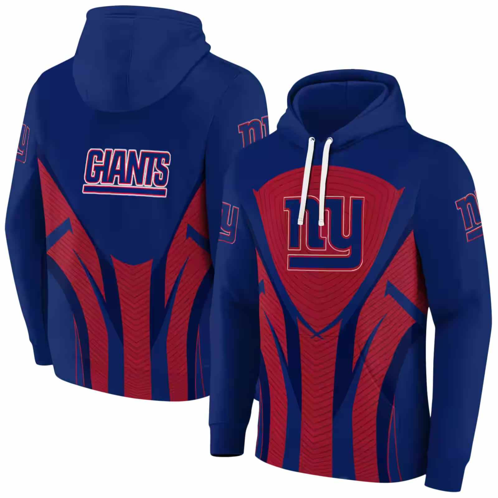 new york giants concentric lines blue black hoodie fashion forward