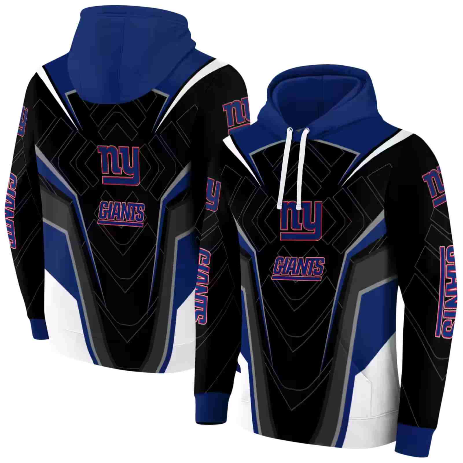 new york giants futuristic pattern blue black hoodie fashion forward