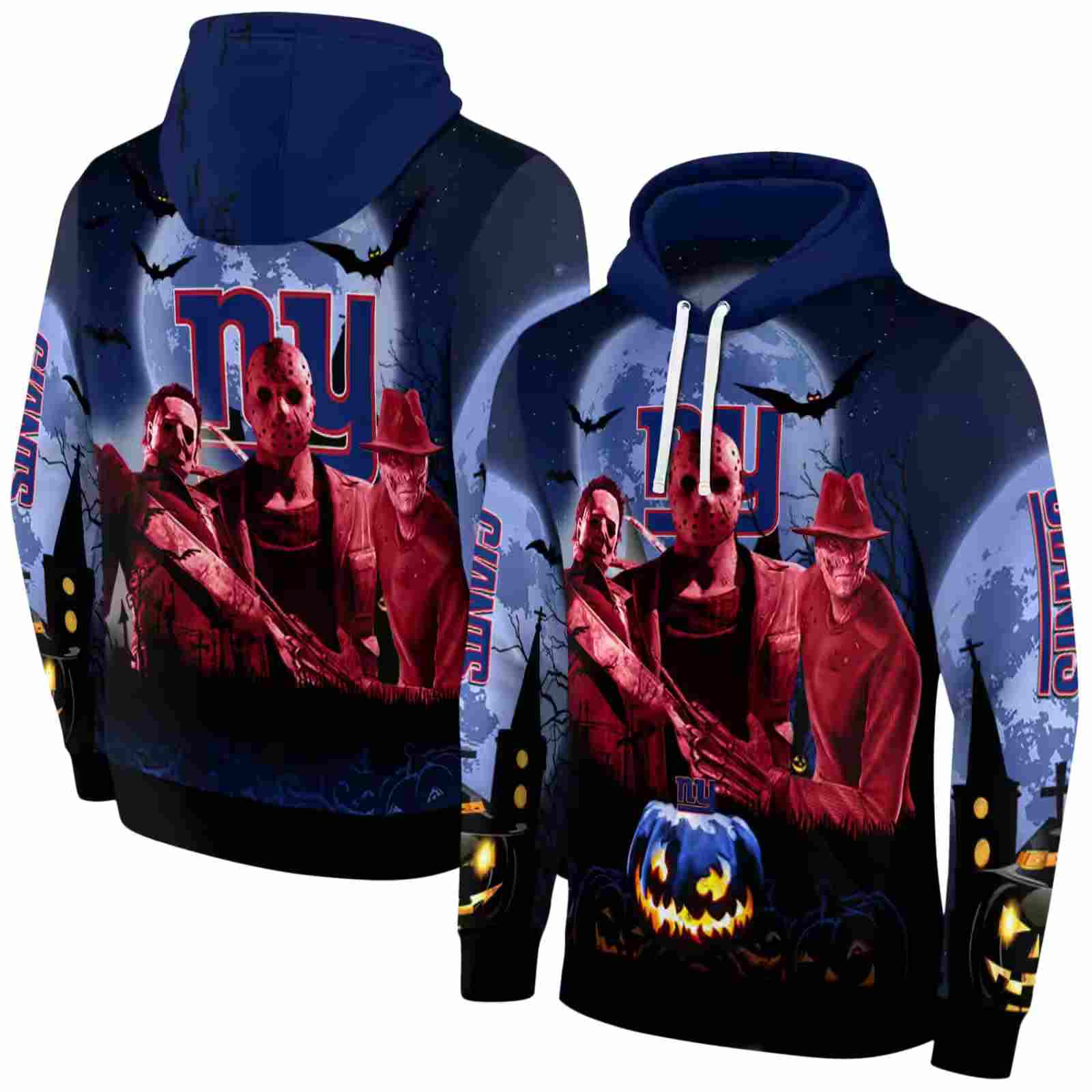 new york giants halloween vibes blue black hoodie fashion forward