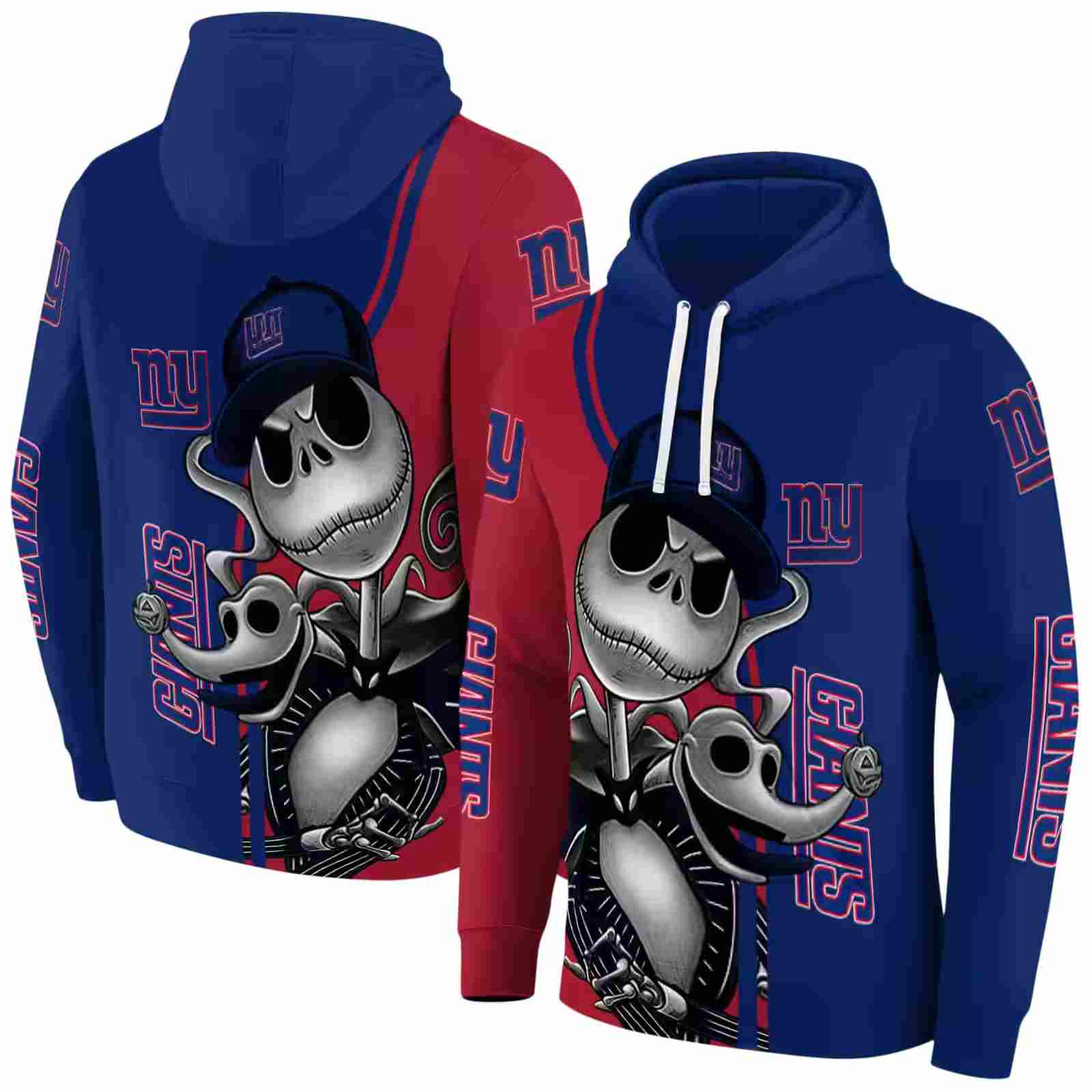 new york giants jack skellington blue hoodie fashion forward