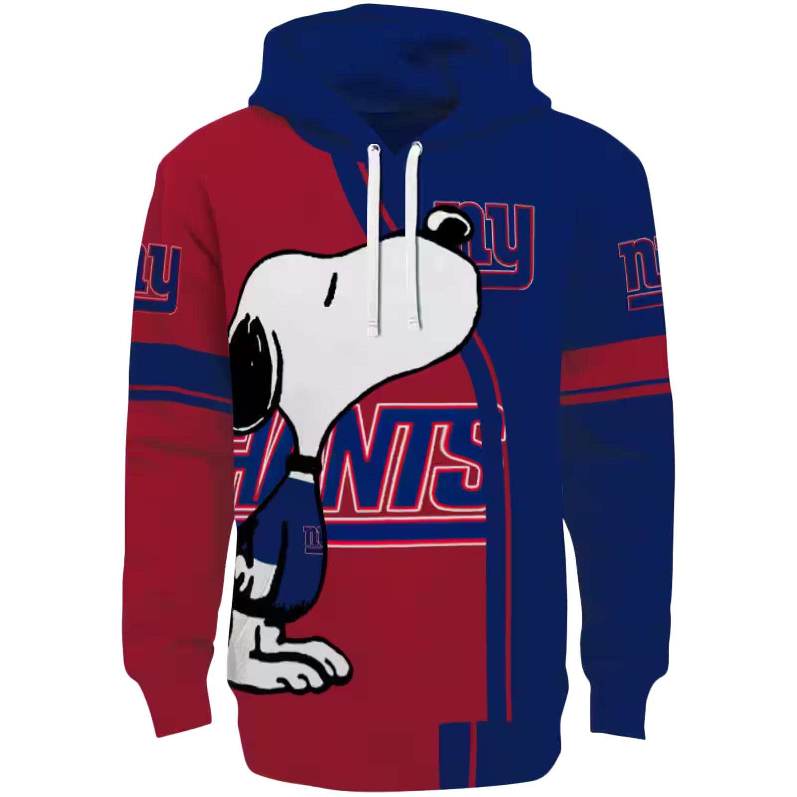 New York Giants Playful Snoopy Blue Hoodie