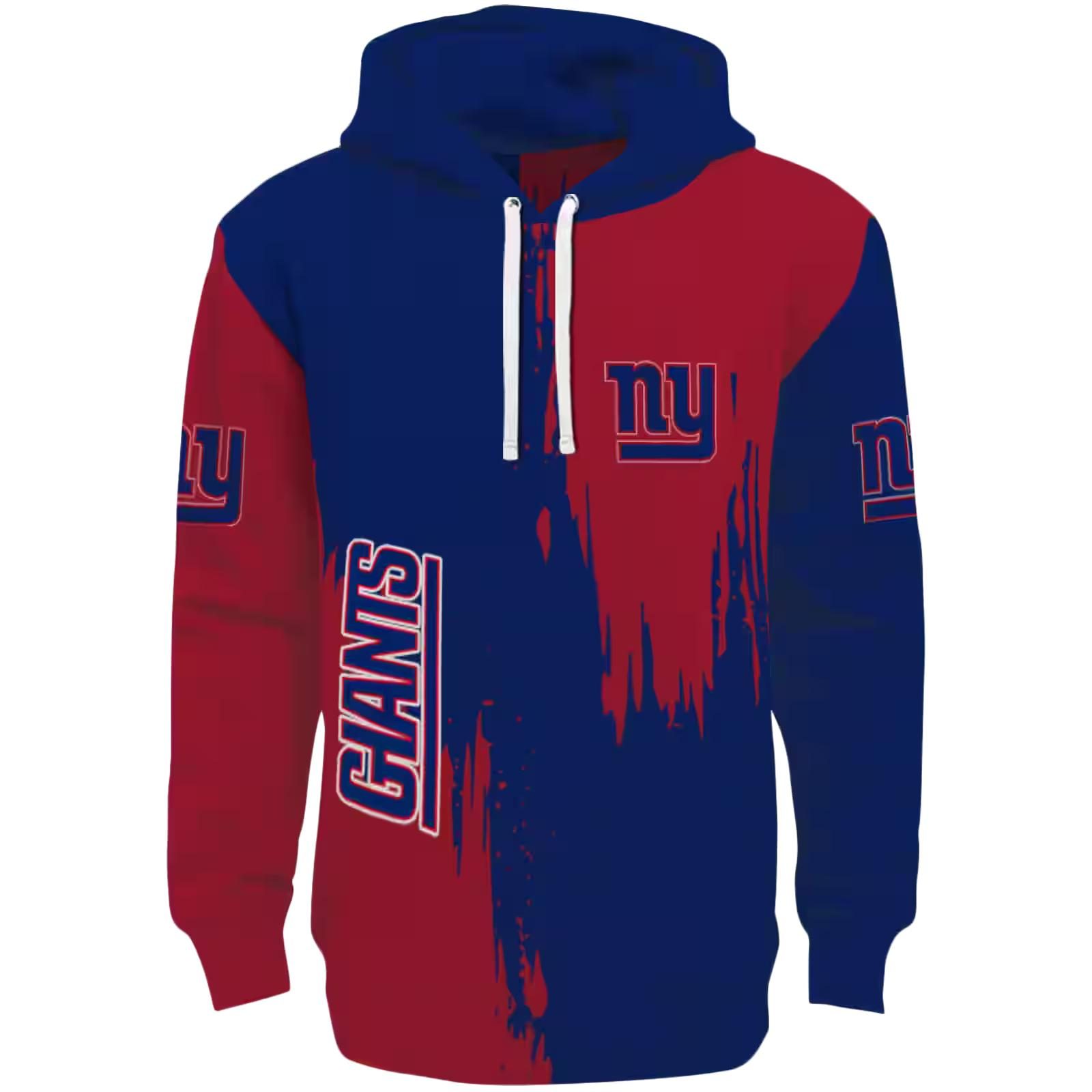 New York Giants Splatter Effect Blue Hoodie