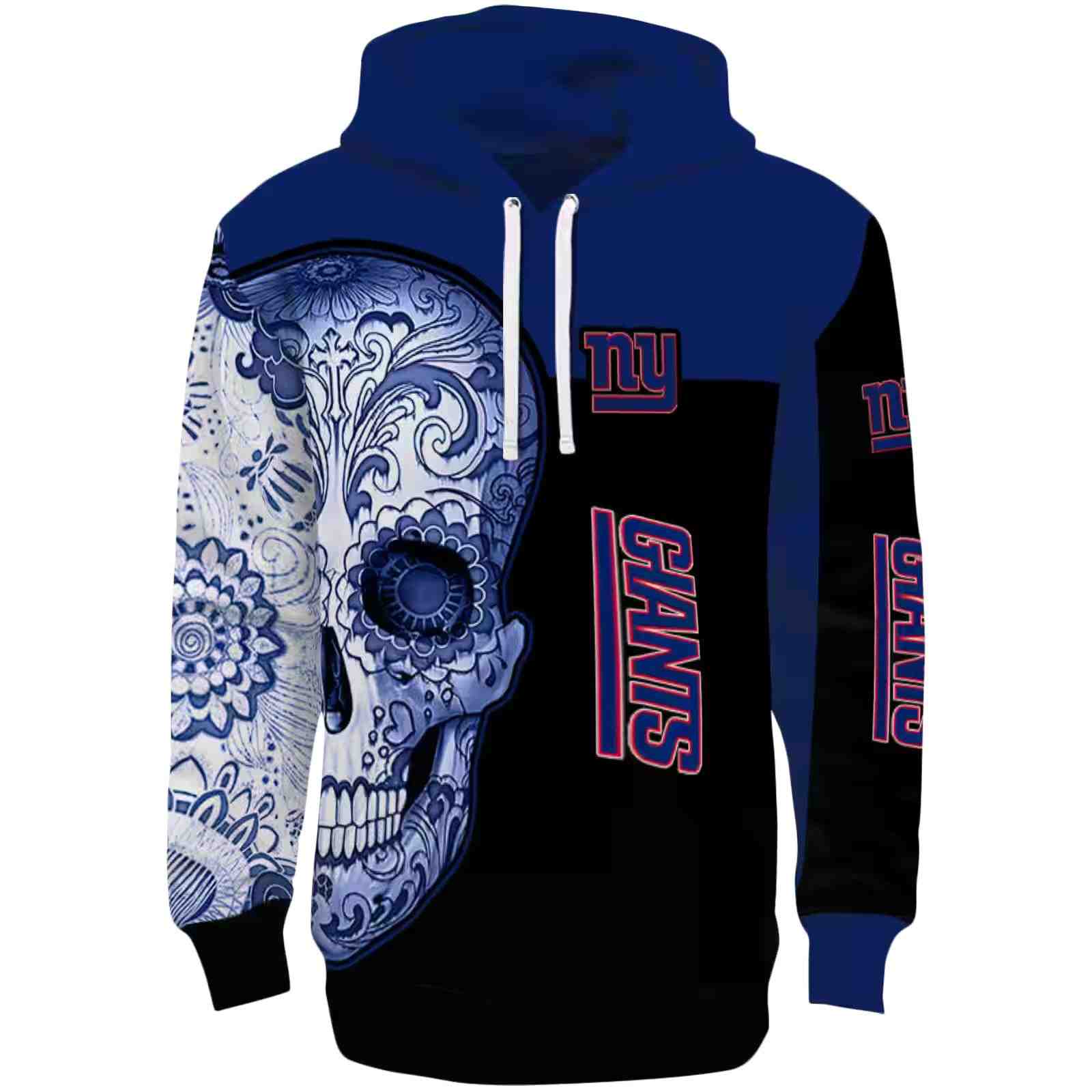 New York Giants Sugar Skull Blue Black Hoodie