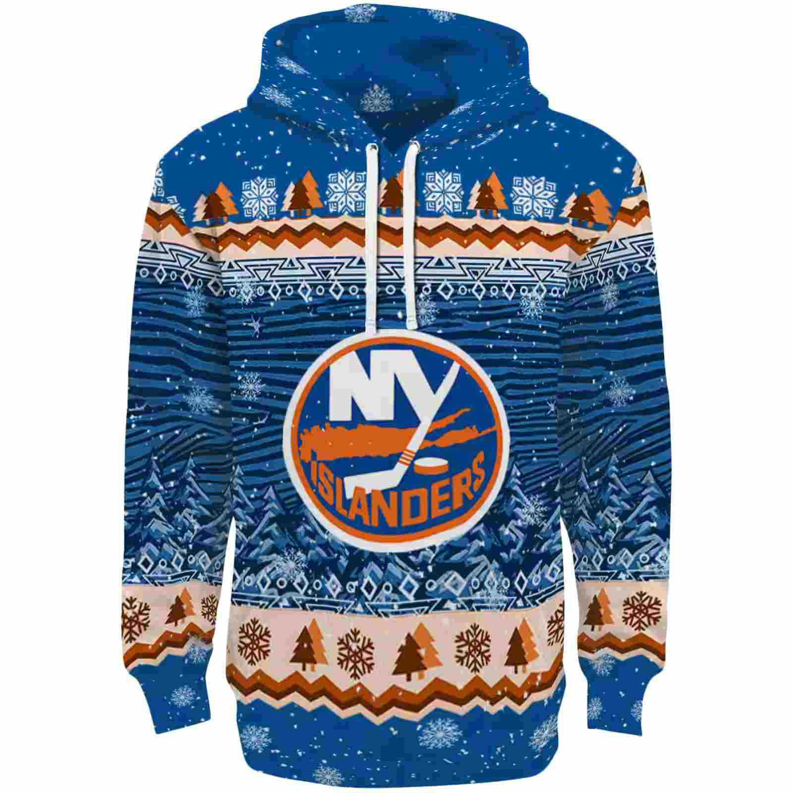 New York Islanders Christmas Trees Blue Hoodie