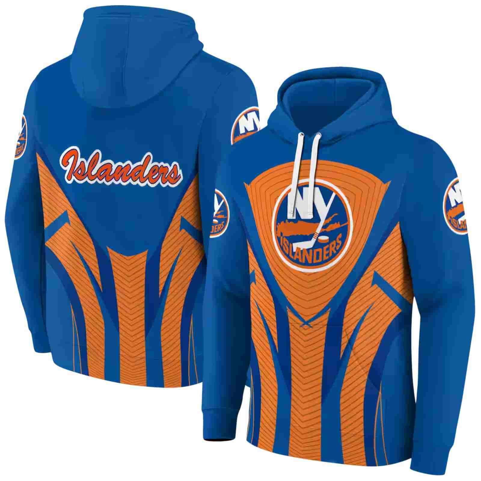 new york islanders concentric lines blue black hoodie fashion forward