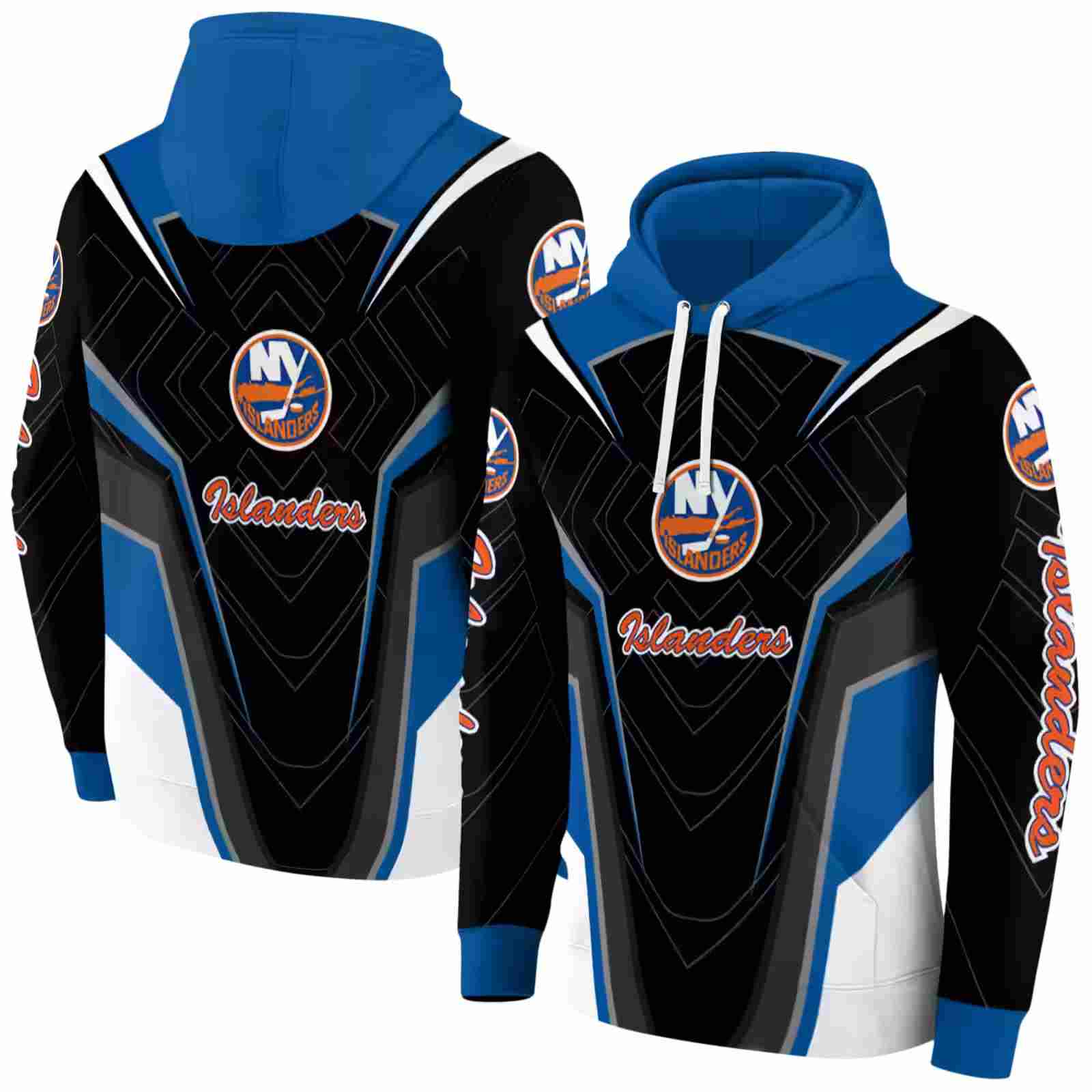 new york islanders futuristic pattern blue black hoodie fashion forward