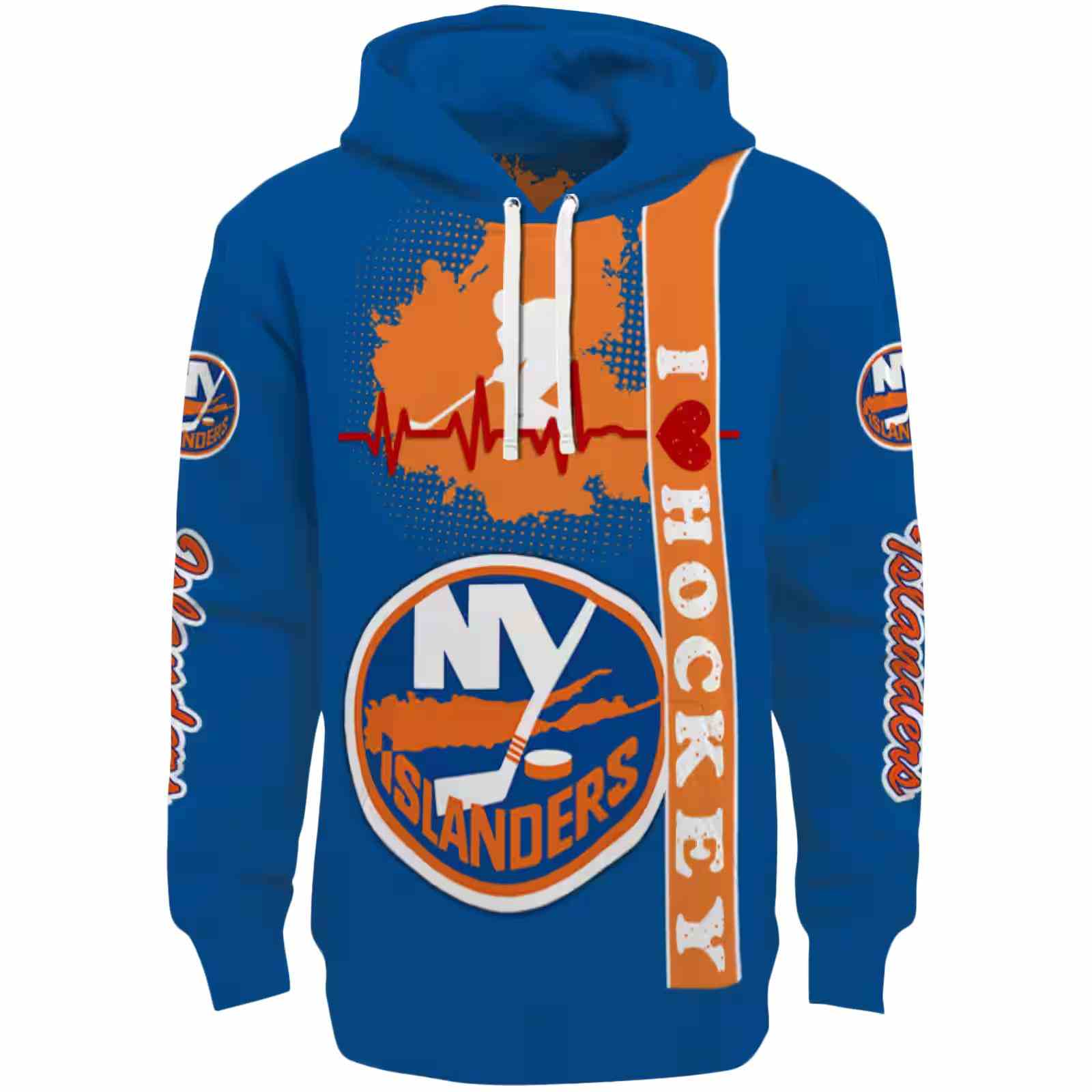 New York Islanders Hockey Heartbeat Blue Hoodie