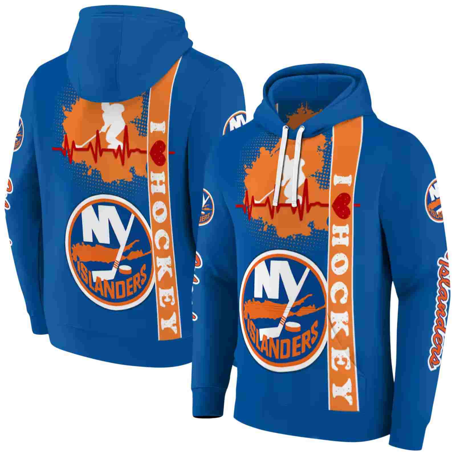 new york islanders hockey heartbeat blue hoodie fashion forward