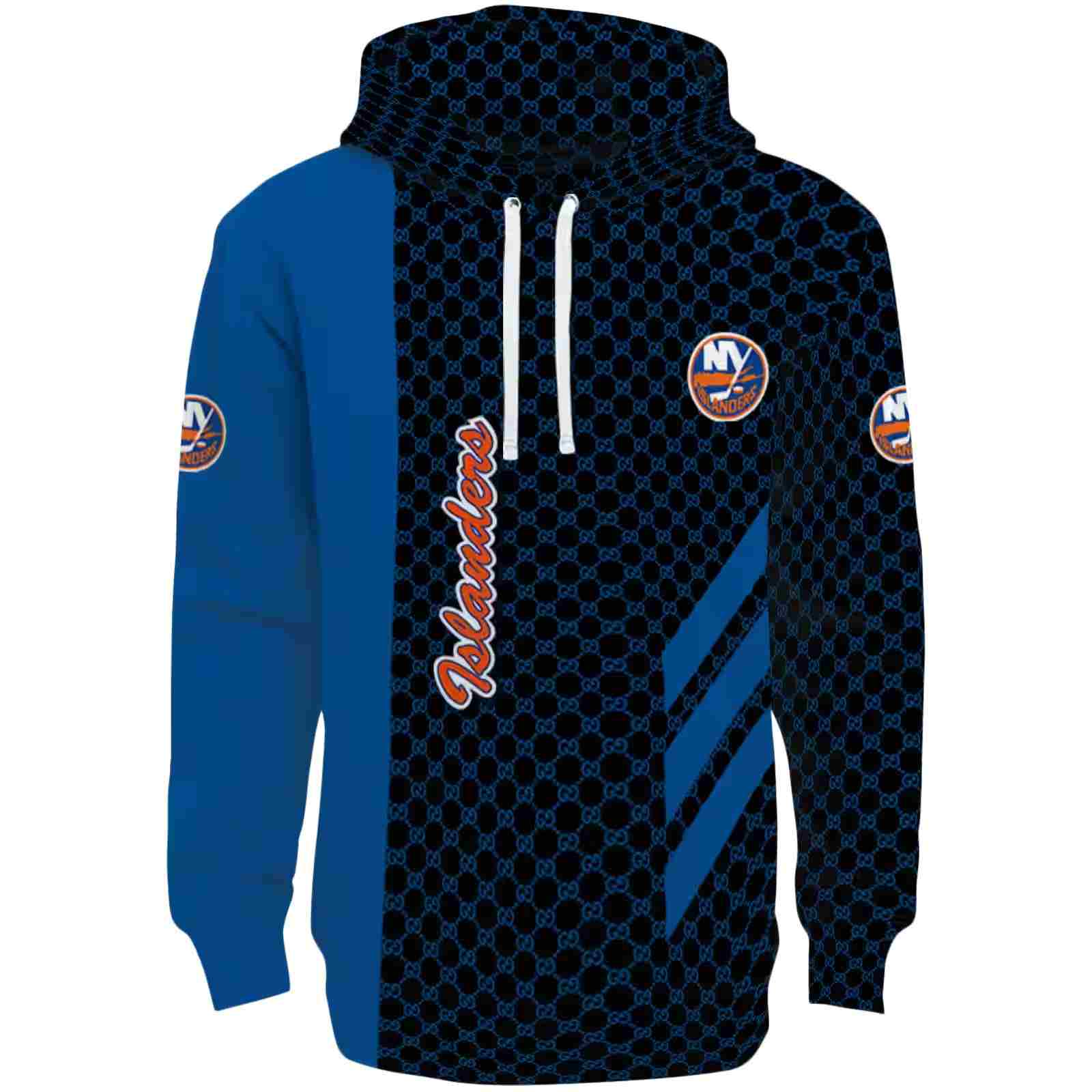 New York Islanders Monogram Pattern Blue Hoodie