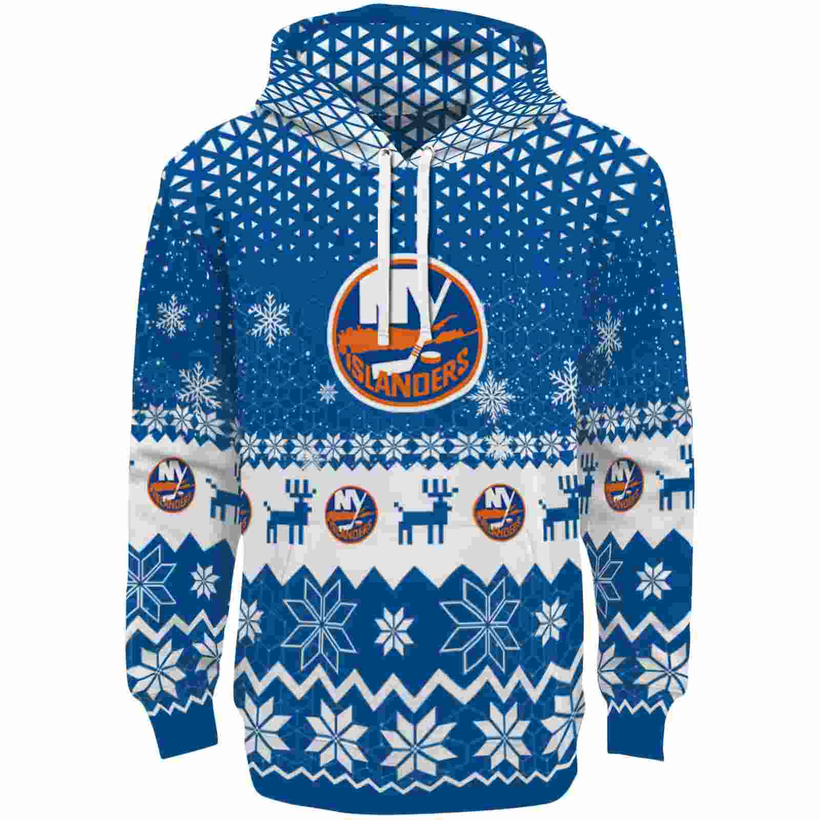 New York Islanders Reindeer Motif Blue Hoodie