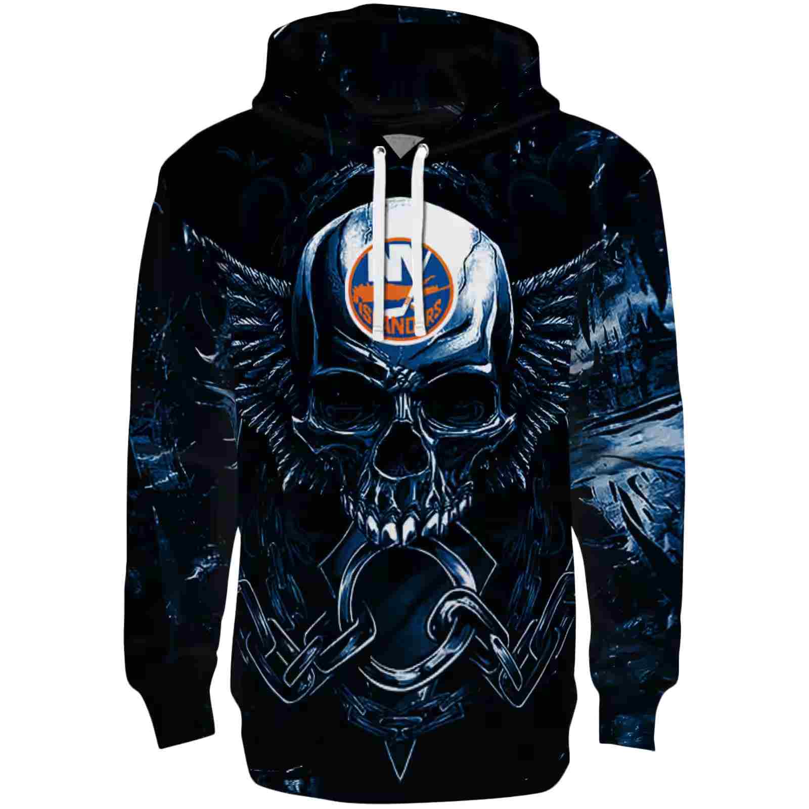 New York Islanders Skull Artwork Blue Black Hoodie