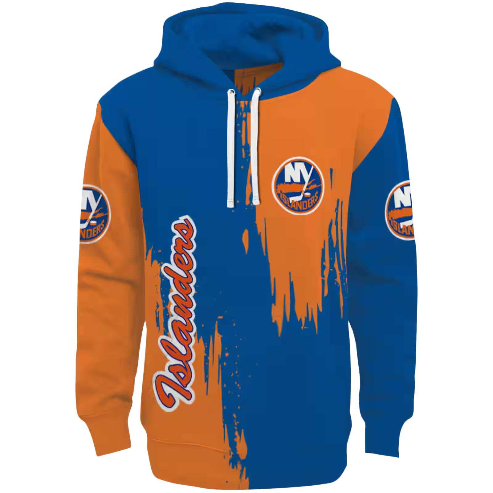 New York Islanders Splatter Effect Blue Hoodie