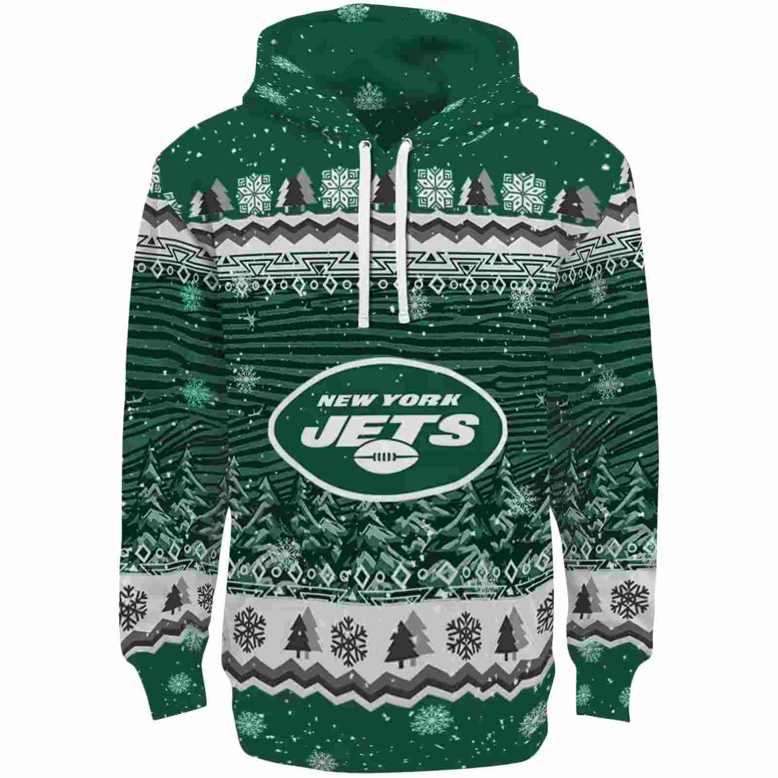 New York Jets Christmas Trees Green Hoodie