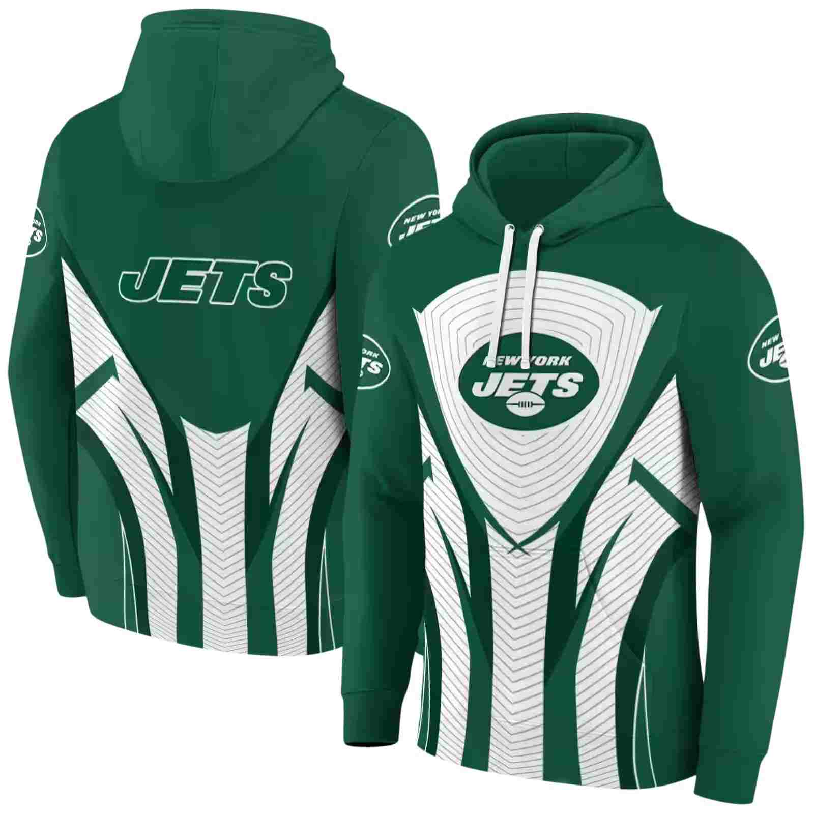 new york jets concentric lines green black hoodie fashion forward