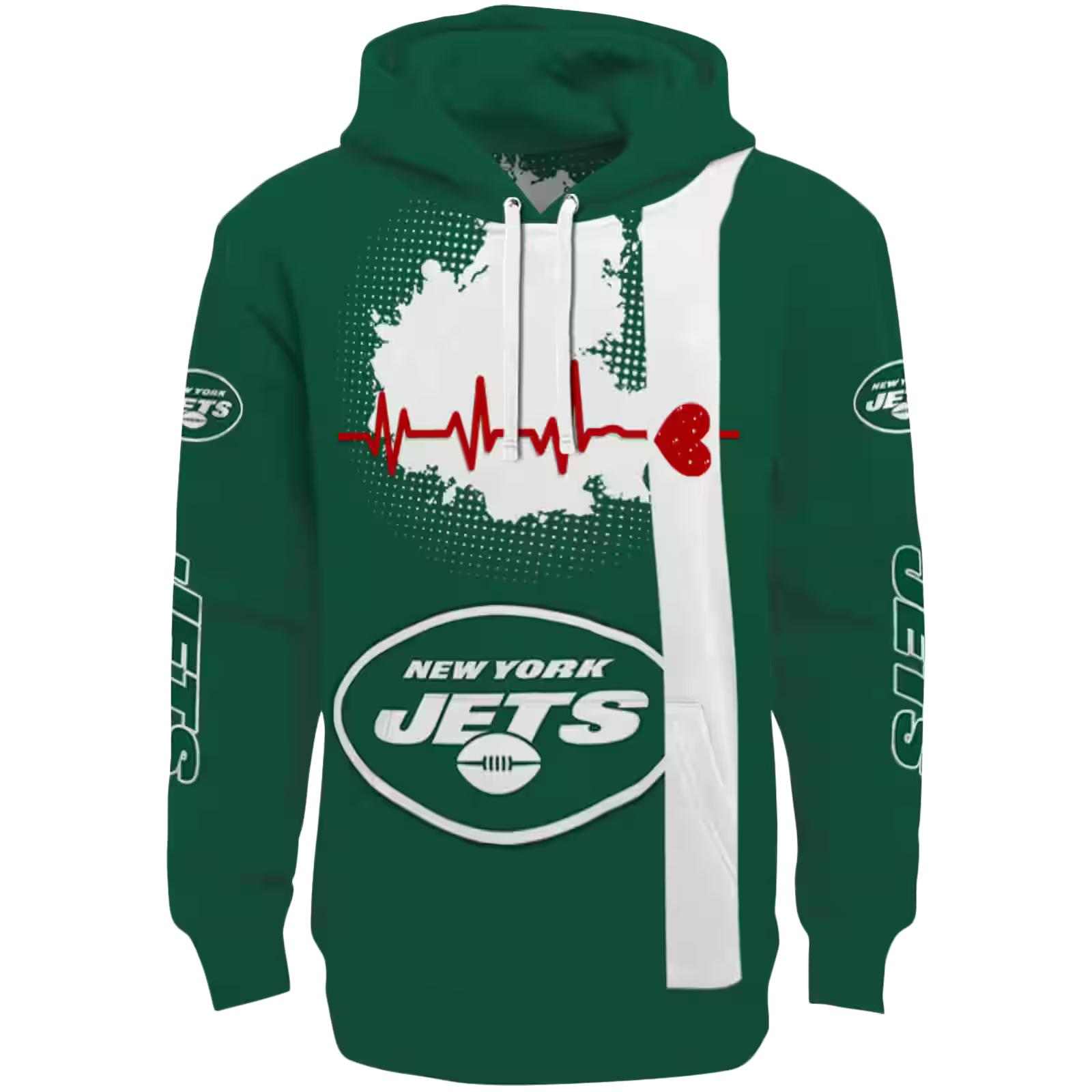 New York Jets Football Heartbeat Green Hoodie