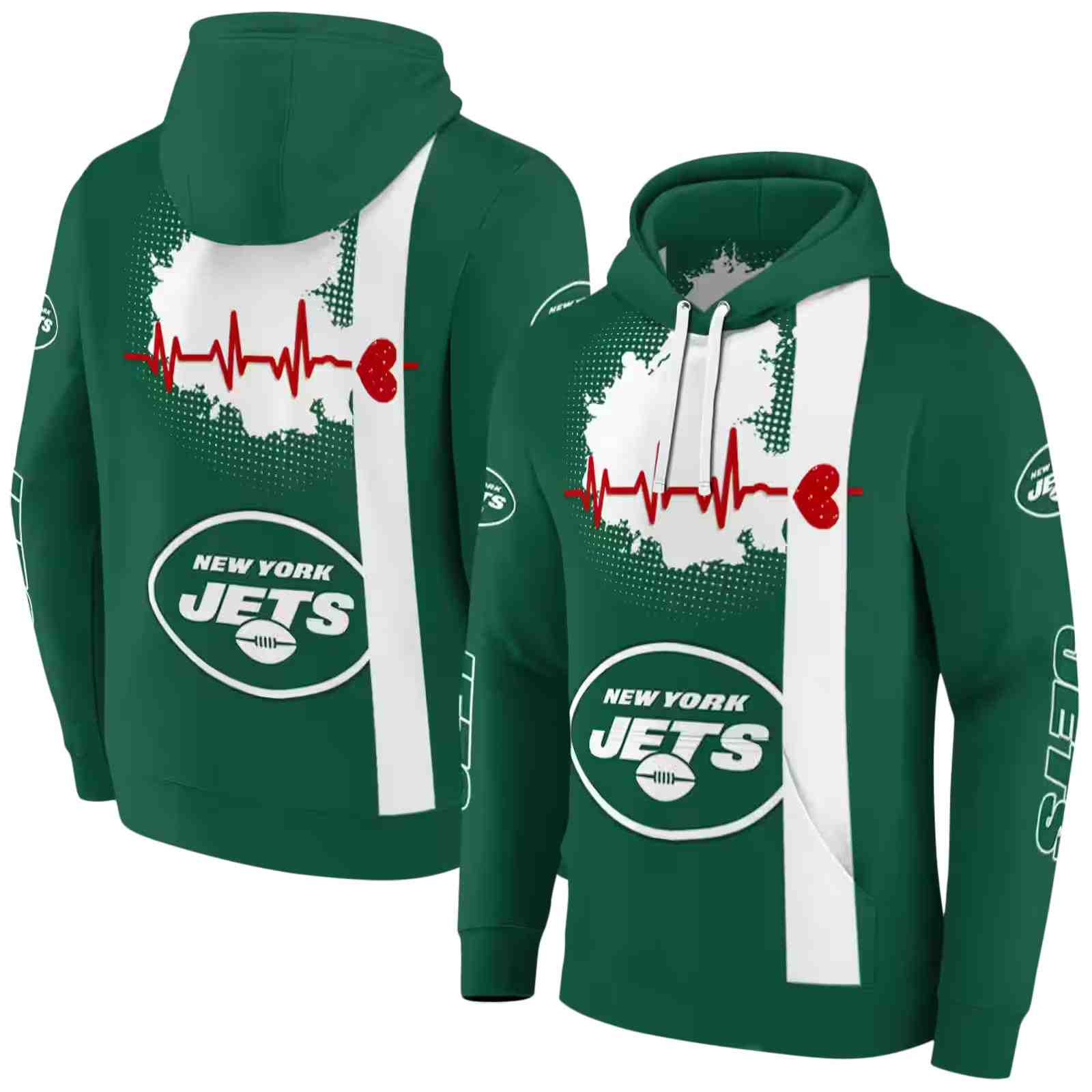 new york jets football heartbeat green hoodie fashion forward