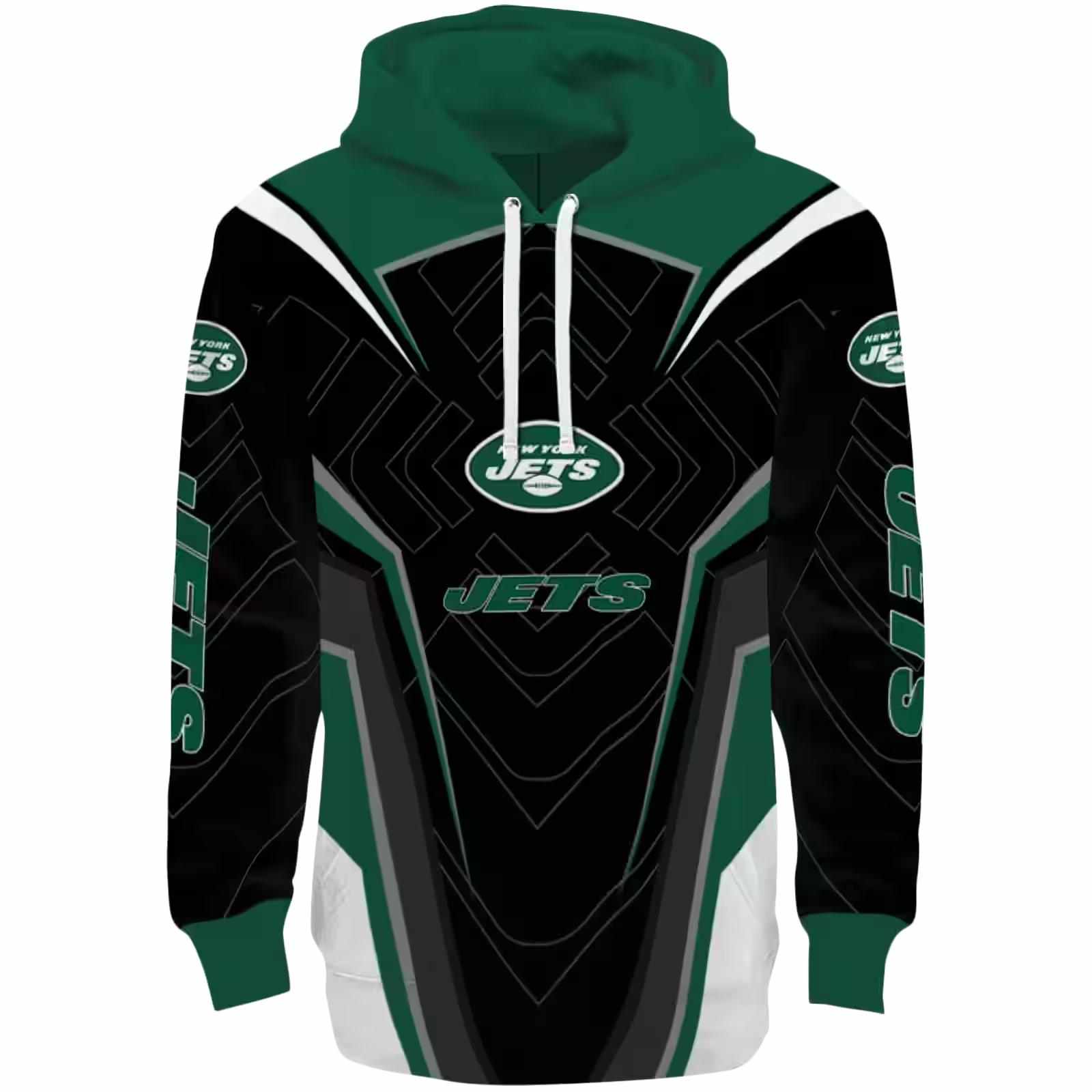 New York Jets Futuristic Pattern Green Black Hoodie