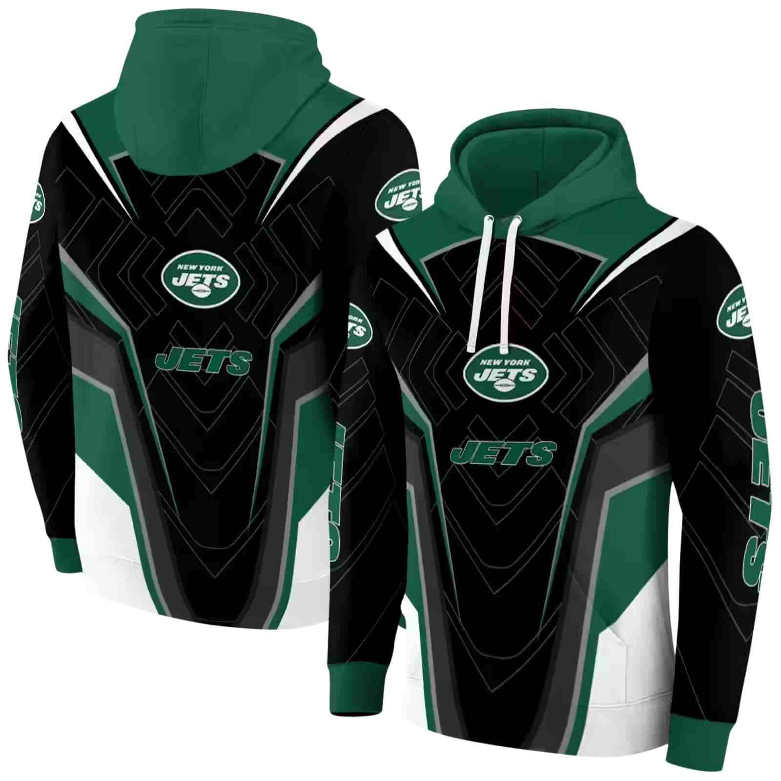 new york jets futuristic pattern green black hoodie fashion forward