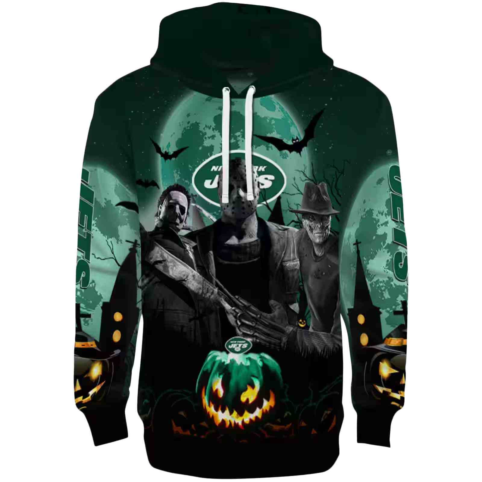 New York Jets Halloween Vibes Green Black Hoodie