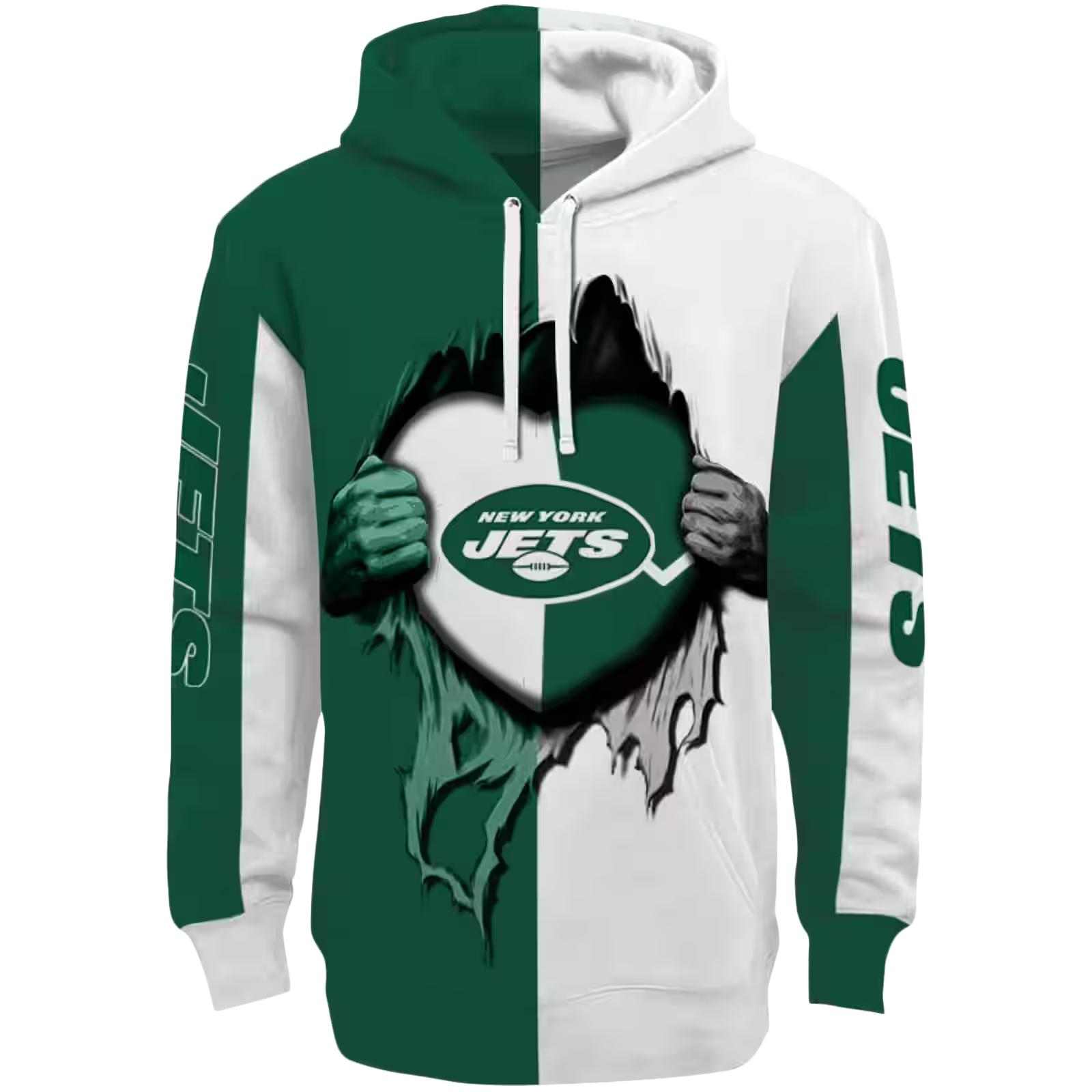 New York Jets Heartbeat Graphic Green Hoodie