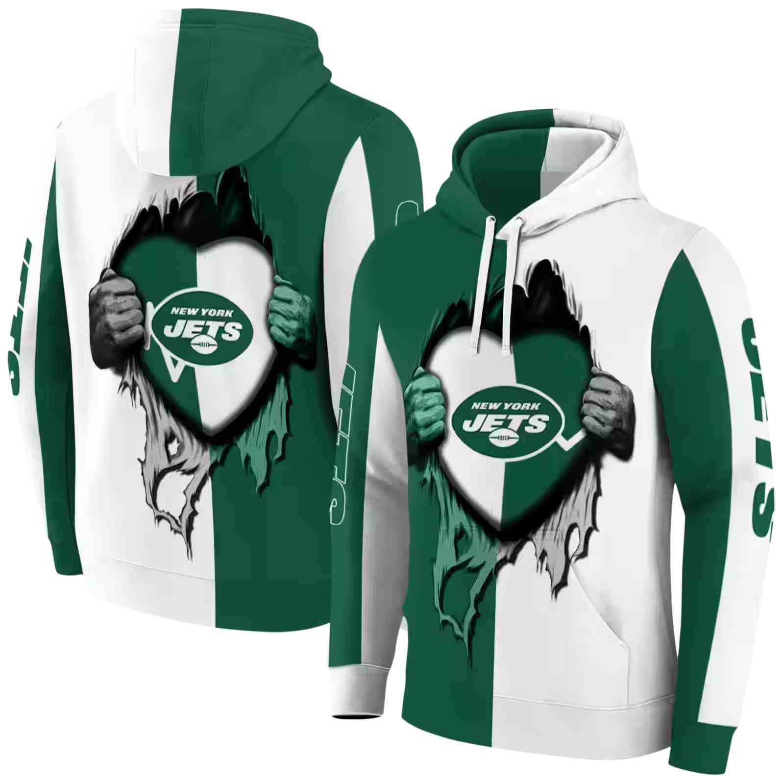 new york jets heartbeat graphic green hoodie fashion forward