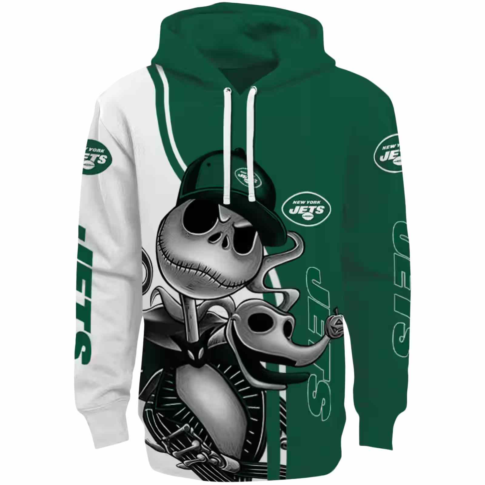 New York Jets Jack Skellington Green Hoodie