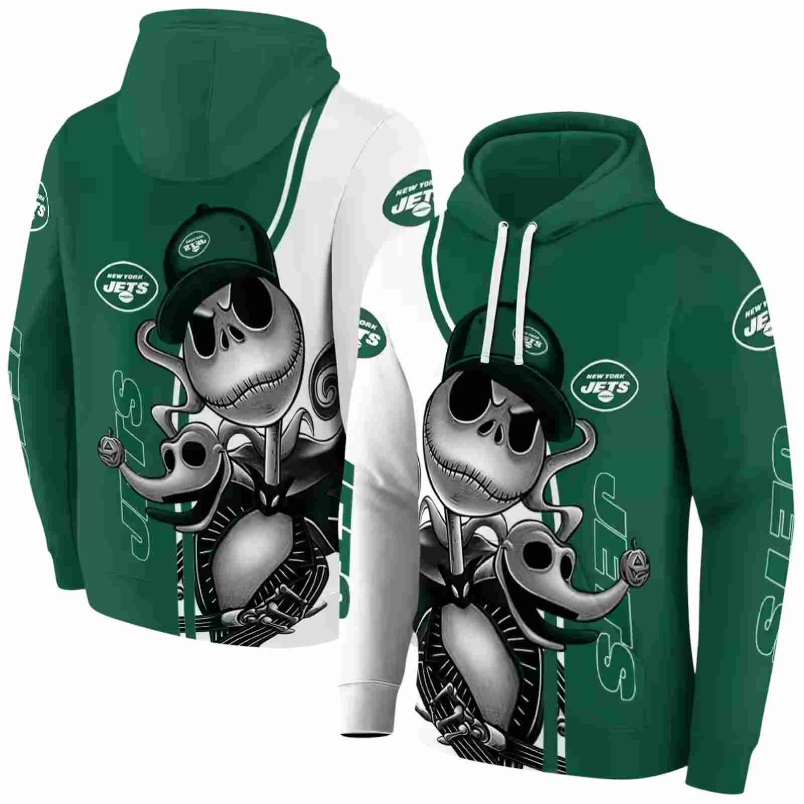 new york jets jack skellington green hoodie fashion forward