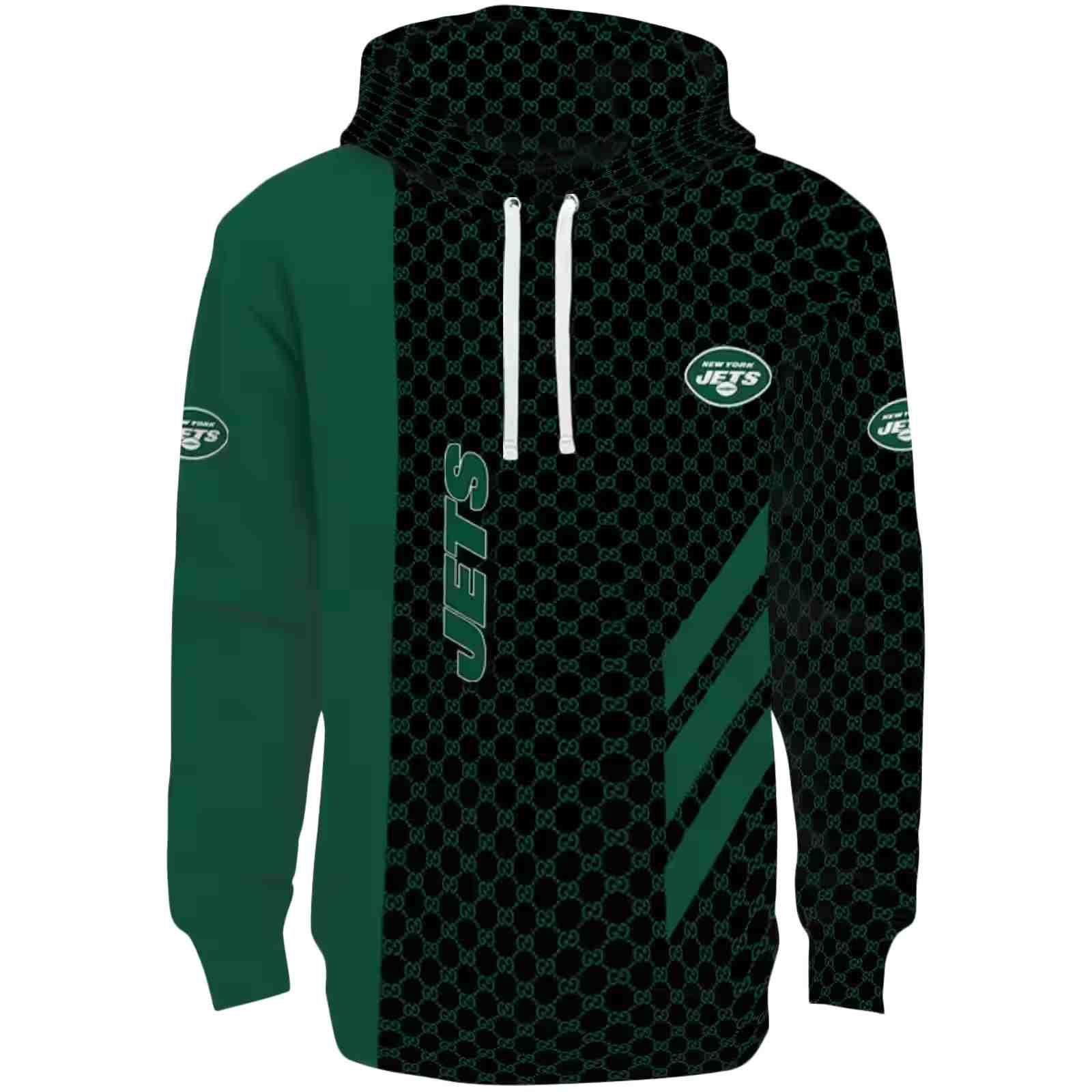 New York Jets Monogram Pattern Green Hoodie