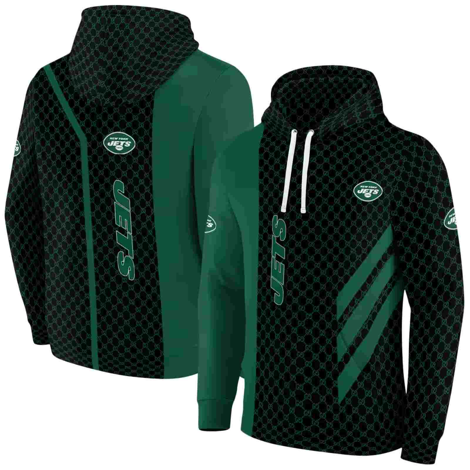 new york jets monogram pattern green hoodie fashion forward