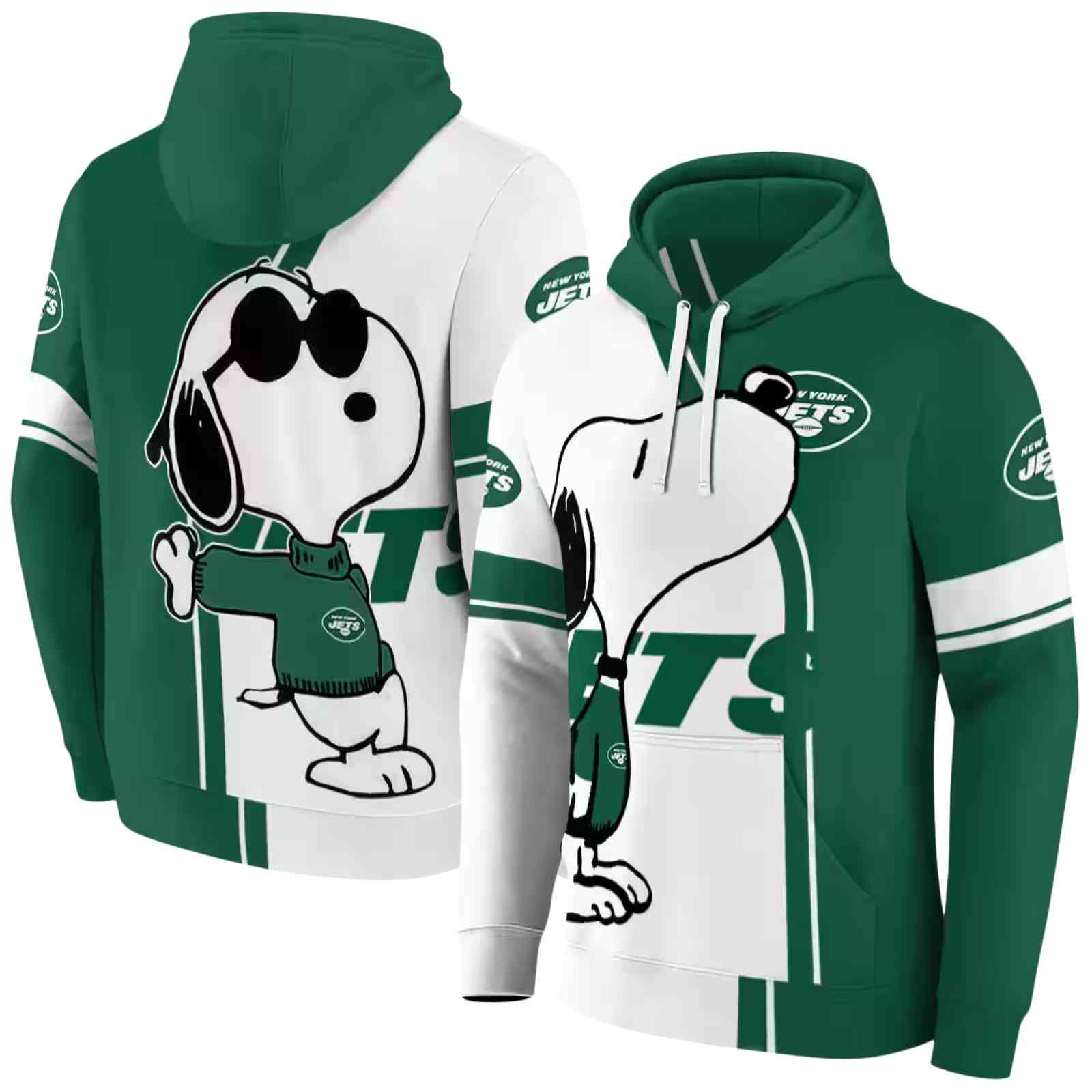 new york jets playful snoopy green hoodie fashion forward